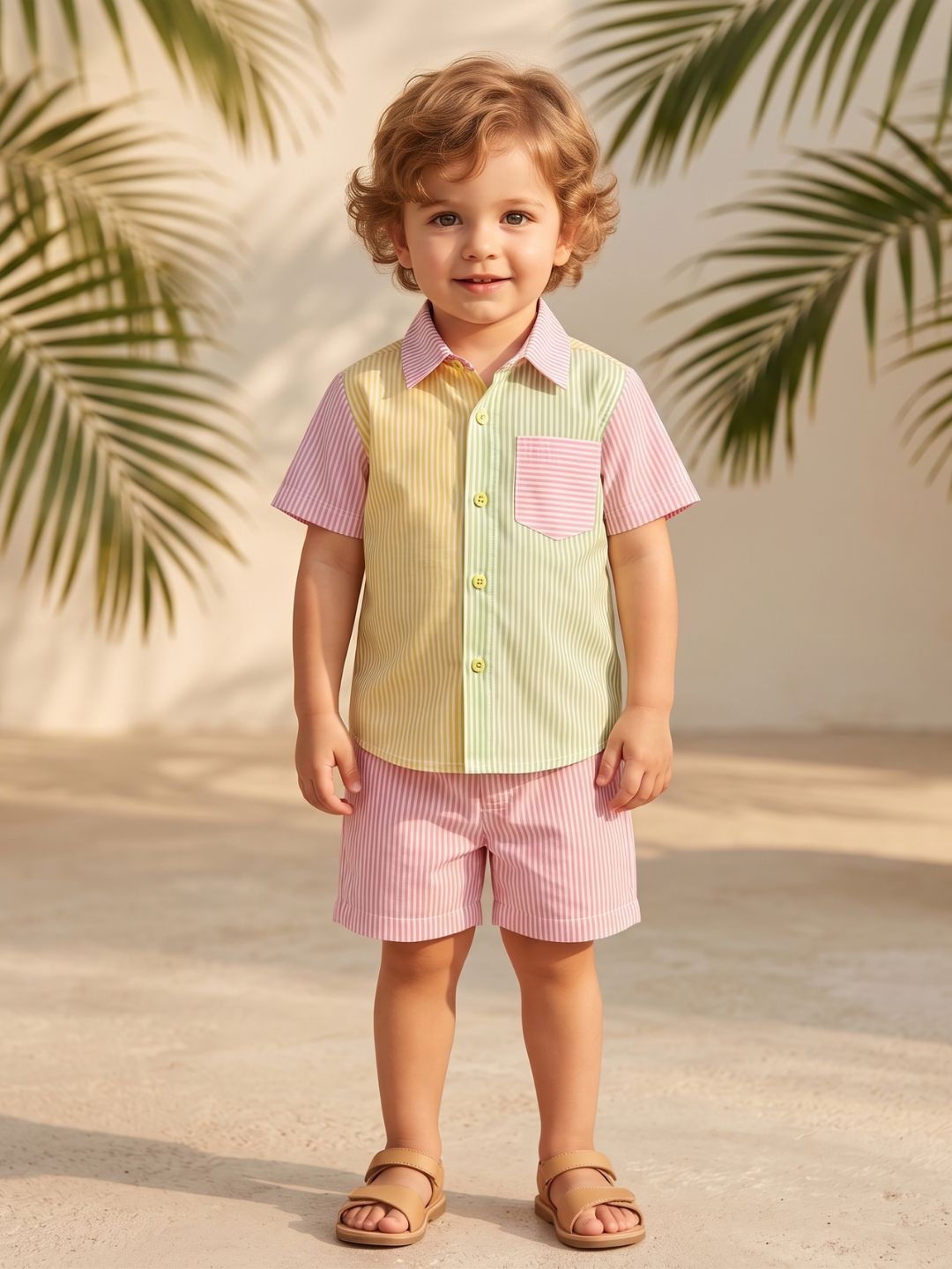 Pink Stripe Cotton Blend Casual Wear Sibling Set for Kids | Matching Brother & Sister Outfit