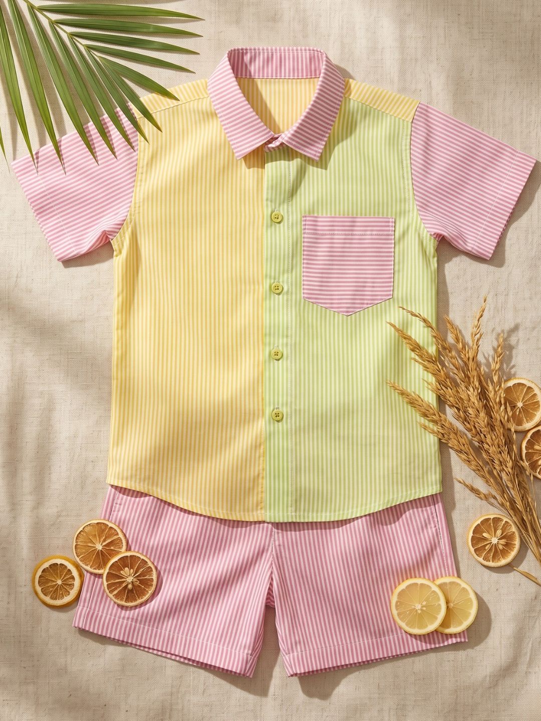 Pink Stripe Cotton Blend Casual Wear Sibling Set for Kids | Matching Brother & Sister Outfit