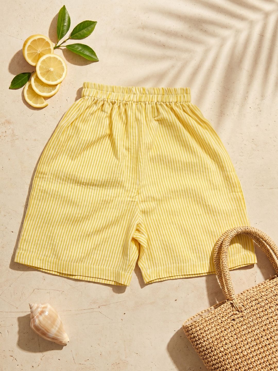 Yellow Stripe Cotton Blend Casual Wear Sibling Set for Kids | Matching Brother & Sister Outfit