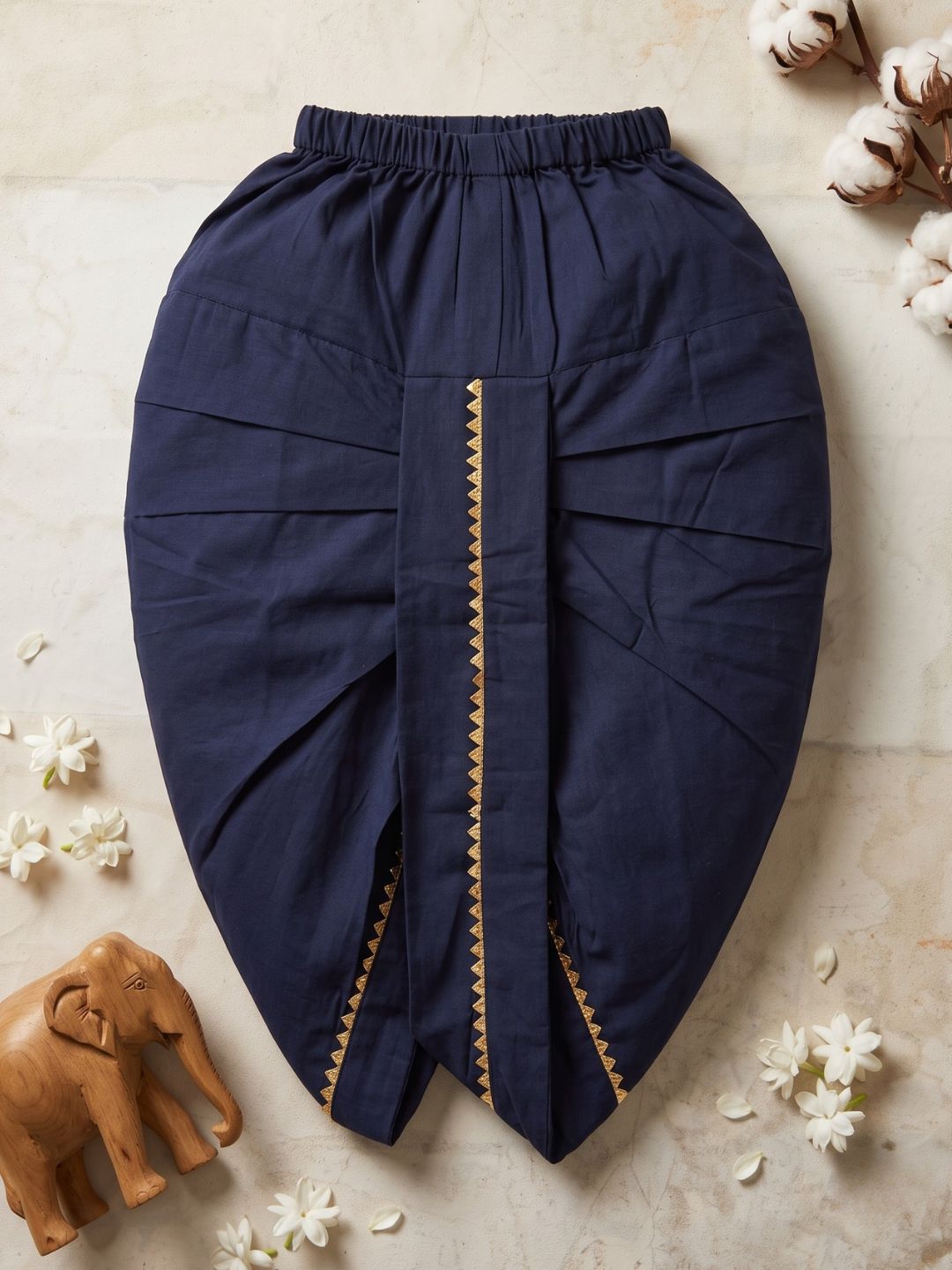 Navy blue Solid Cotton Dhoti For Boys