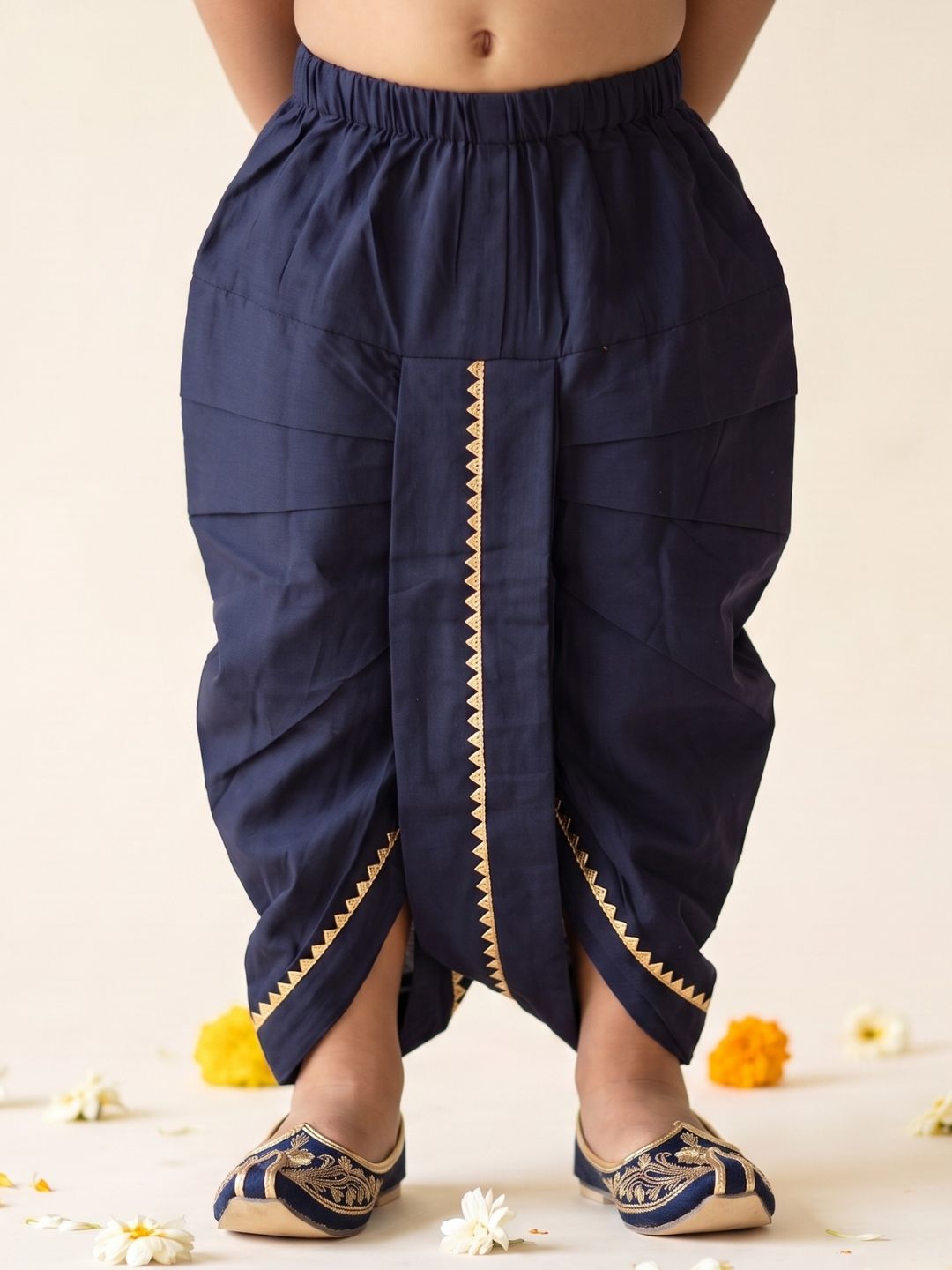 Navy blue Solid Cotton Dhoti For Boys