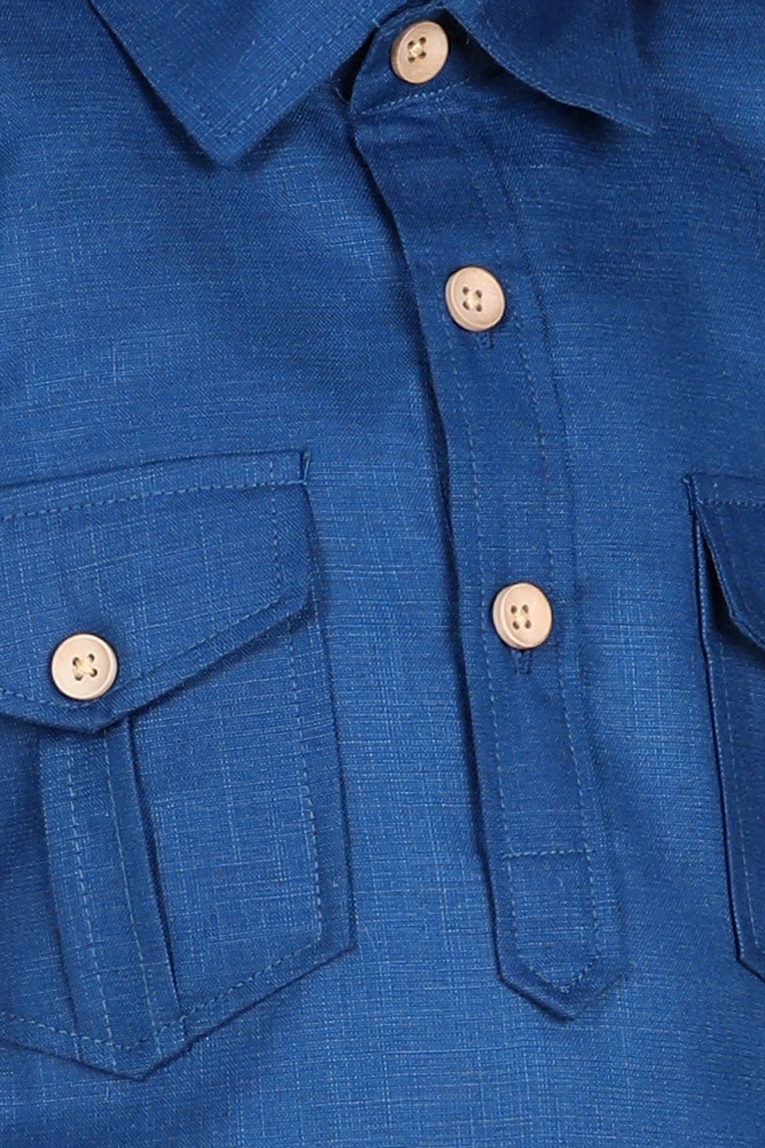 Kids Boys Blue Solid Cotton Kurta - AJ Dezines
