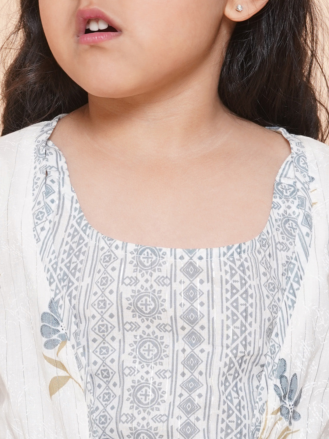 Boys Pure Cotton Kurta Pyjamas and GirlsKurti with Salwar Sibling Sets-Grey - AJ Dezines