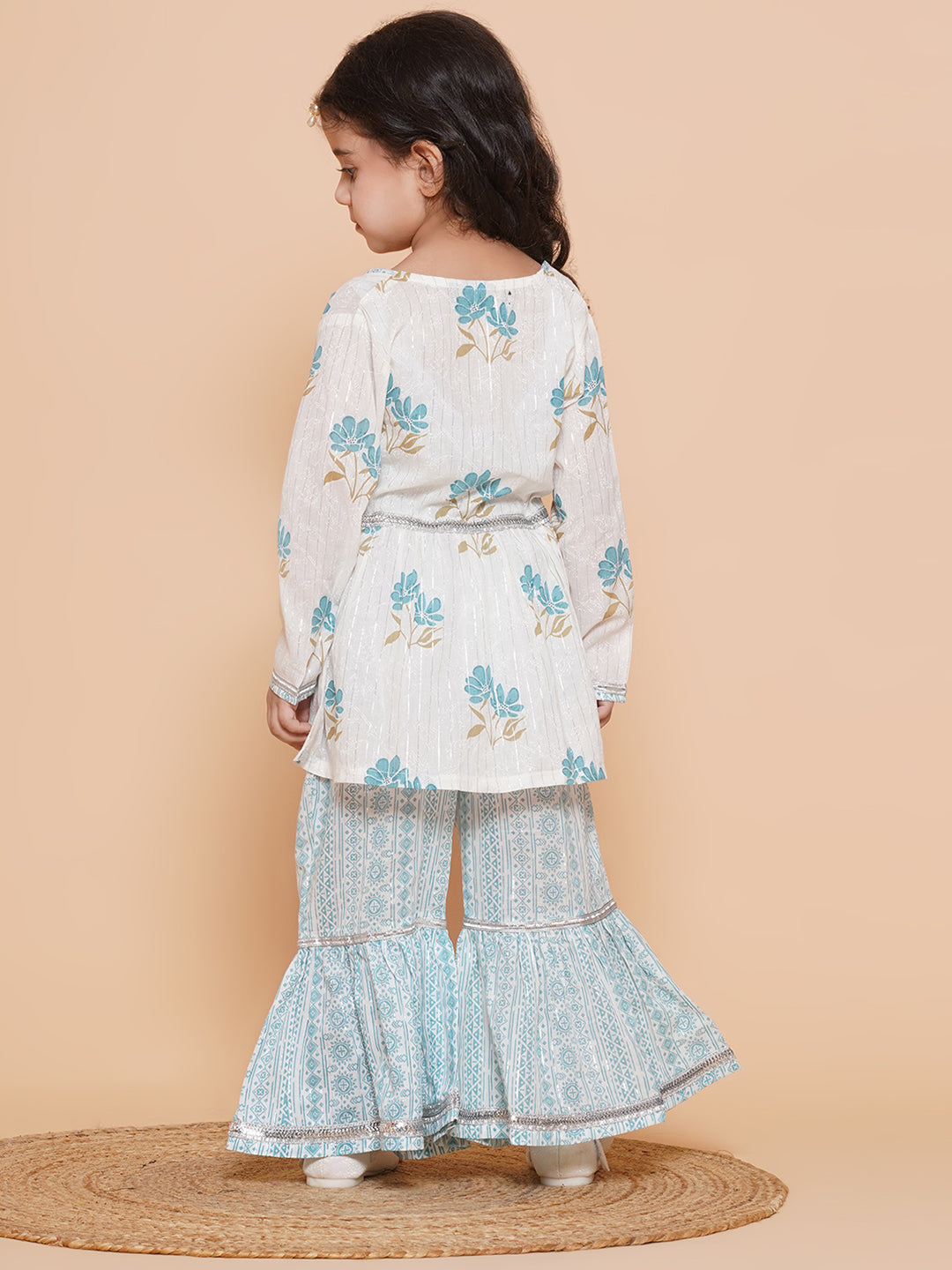 Boys Pure Cotton Kurta Pyjamas and GirlsKurti with Salwar Sibling Sets White - AJ Dezines