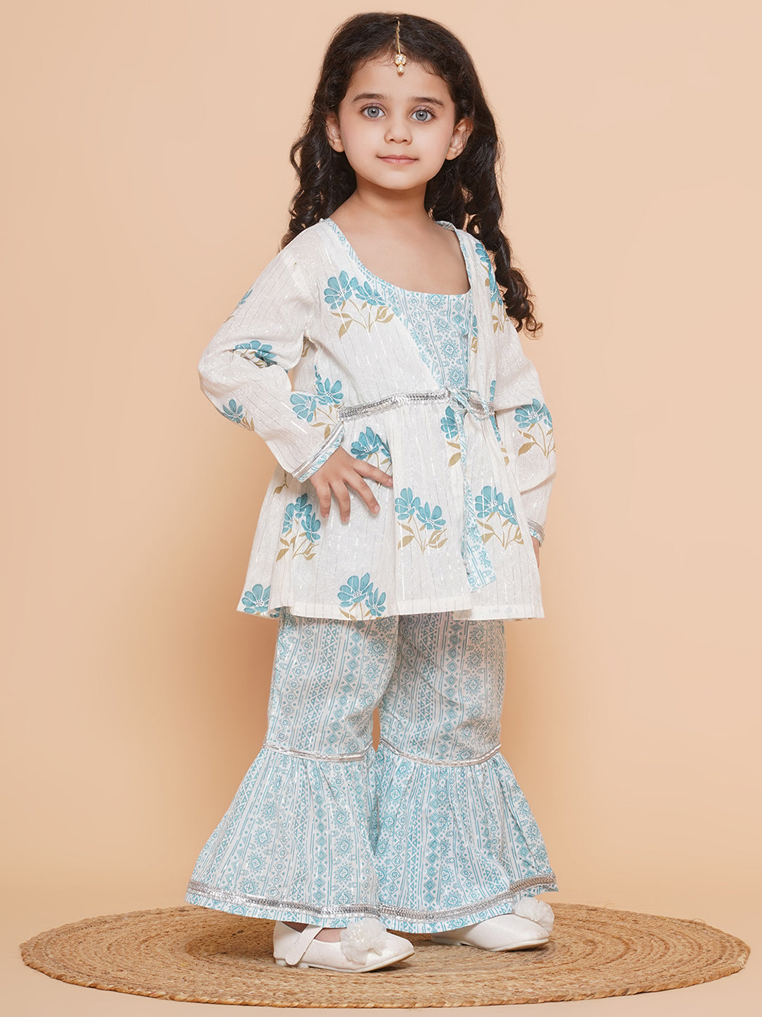 Boys Pure Cotton Kurta Pyjamas and GirlsKurti with Salwar Sibling Sets White - AJ Dezines