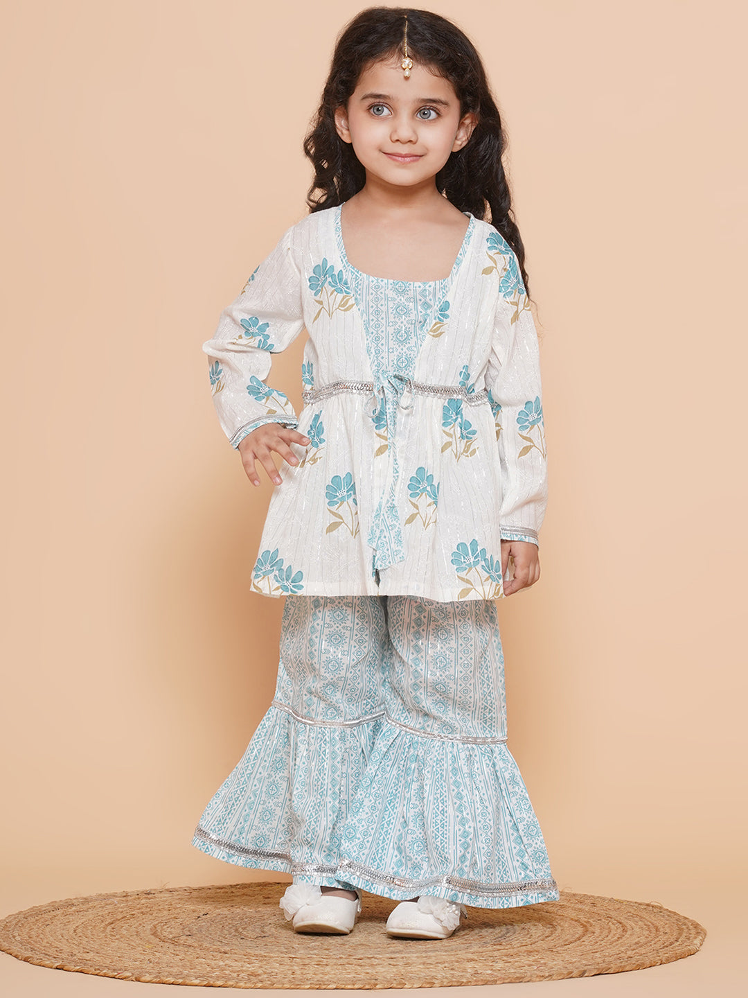 Boys Pure Cotton Kurta Pyjamas and GirlsKurti with Salwar Sibling Sets White - AJ Dezines