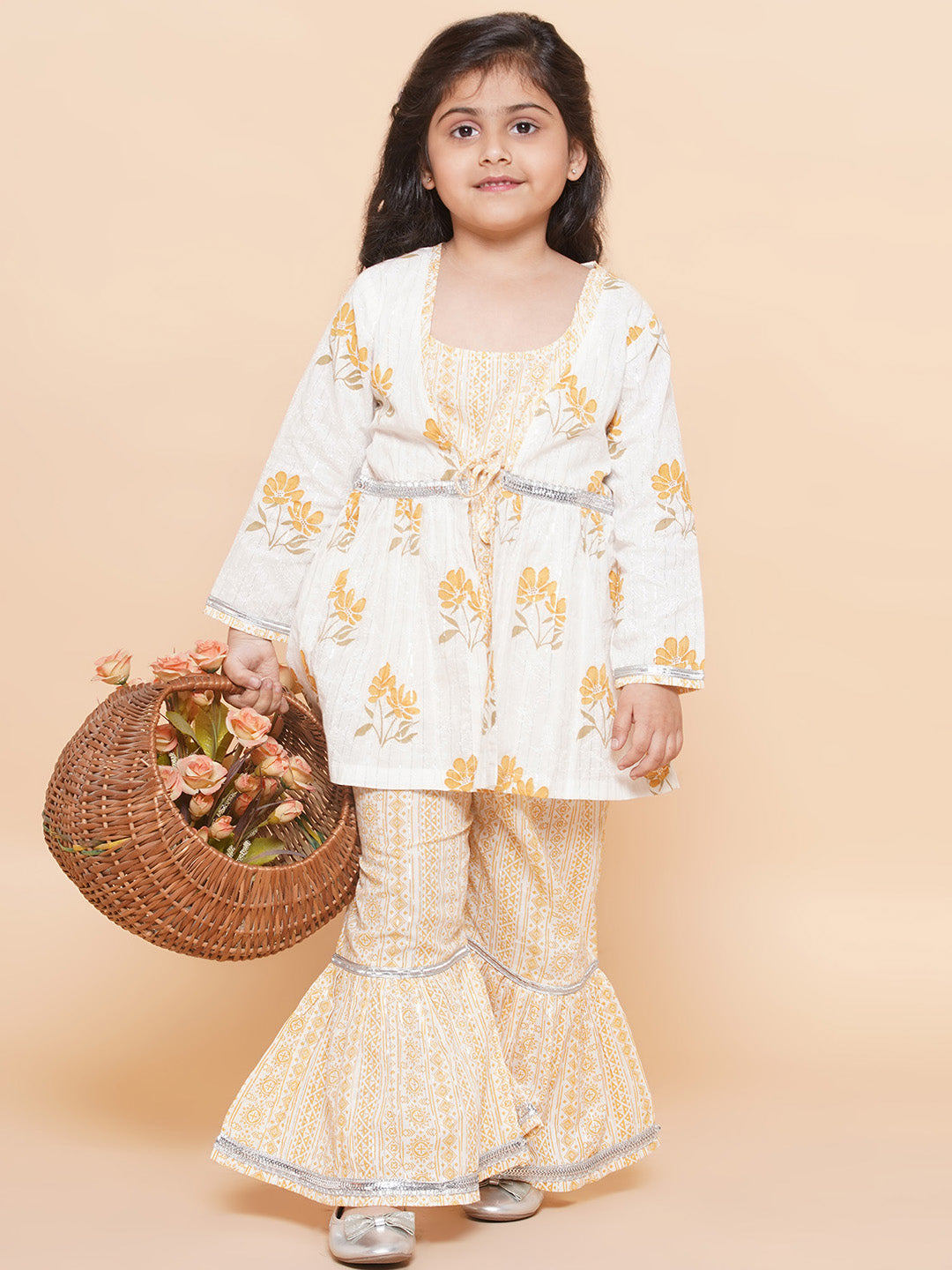 Boys Pure Cotton Kurta Pyjamas and GirlsKurti with Salwar Sibling Sets -Yellow - AJ Dezines