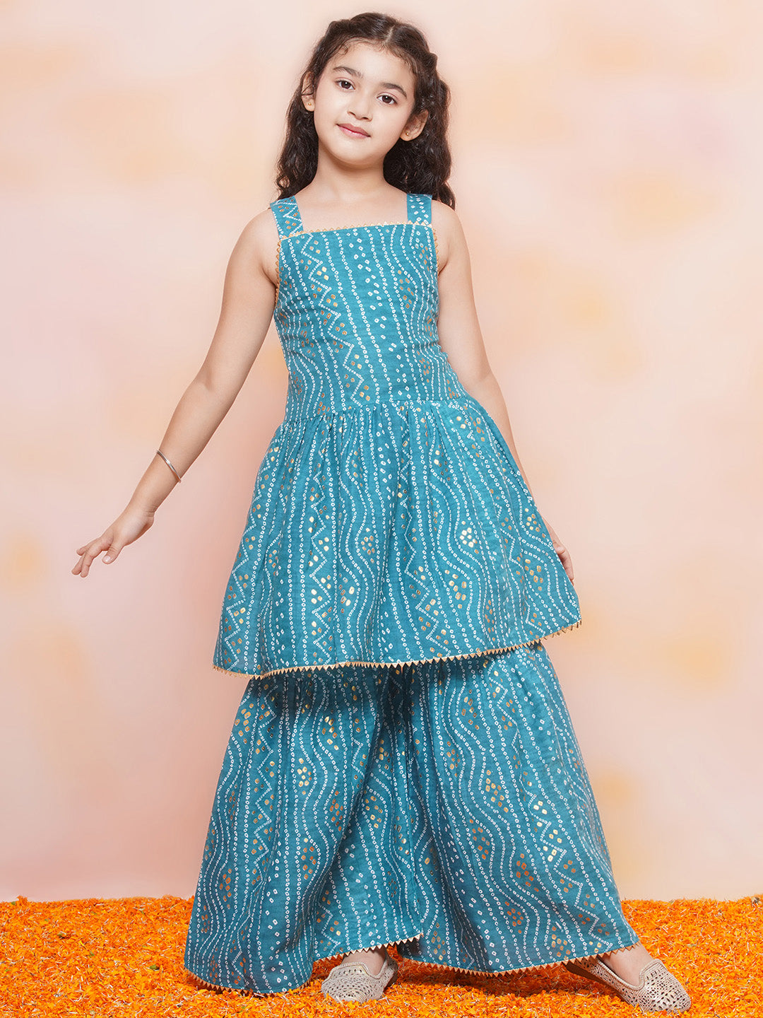 Boys Pure Cotton Kurta Pyjama and Girls Lehenga Sibling Sets-Blue - AJ Dezines
