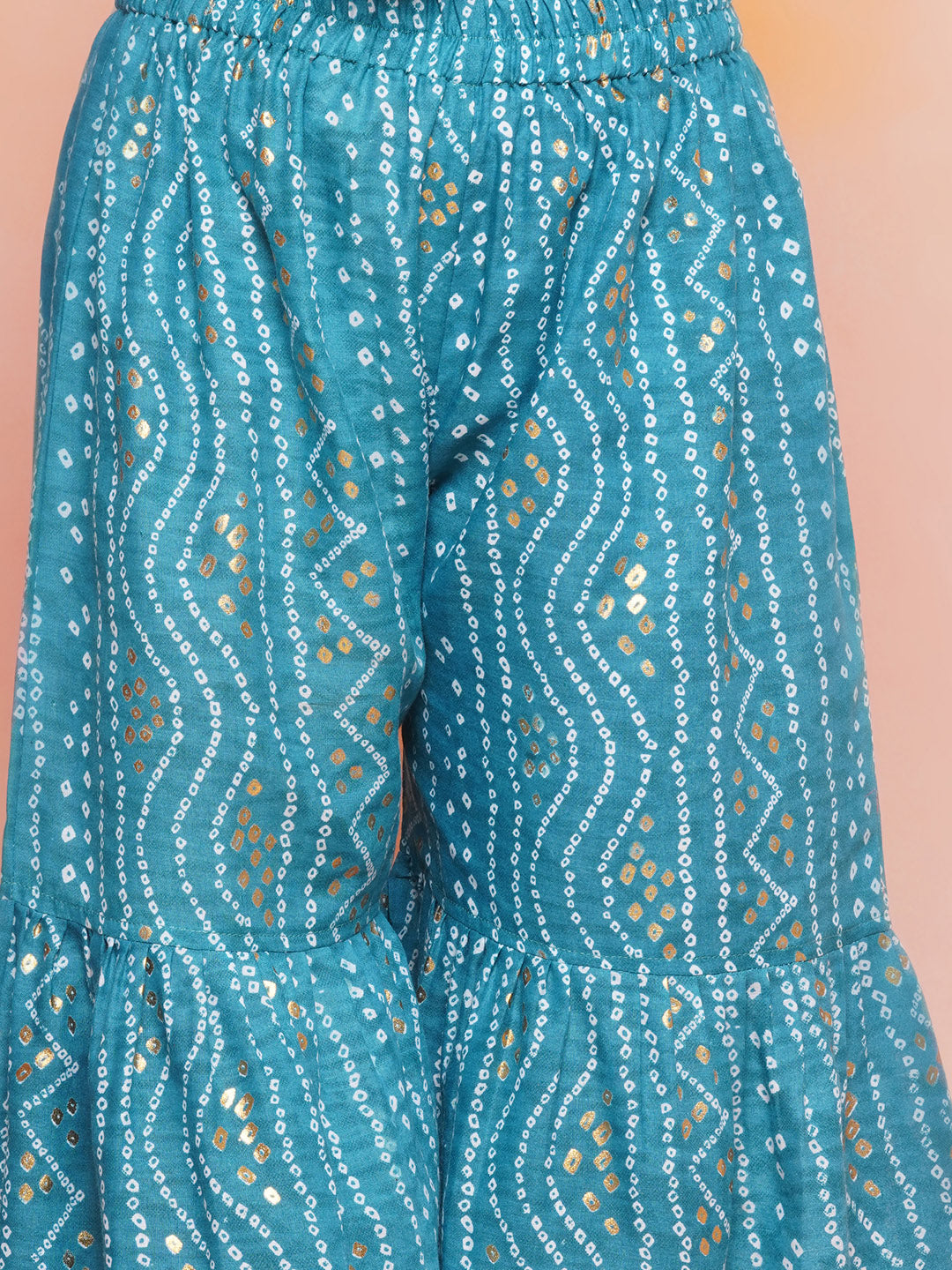 Kids Girls Blue Printed Cotton Sharara - AJ Dezines