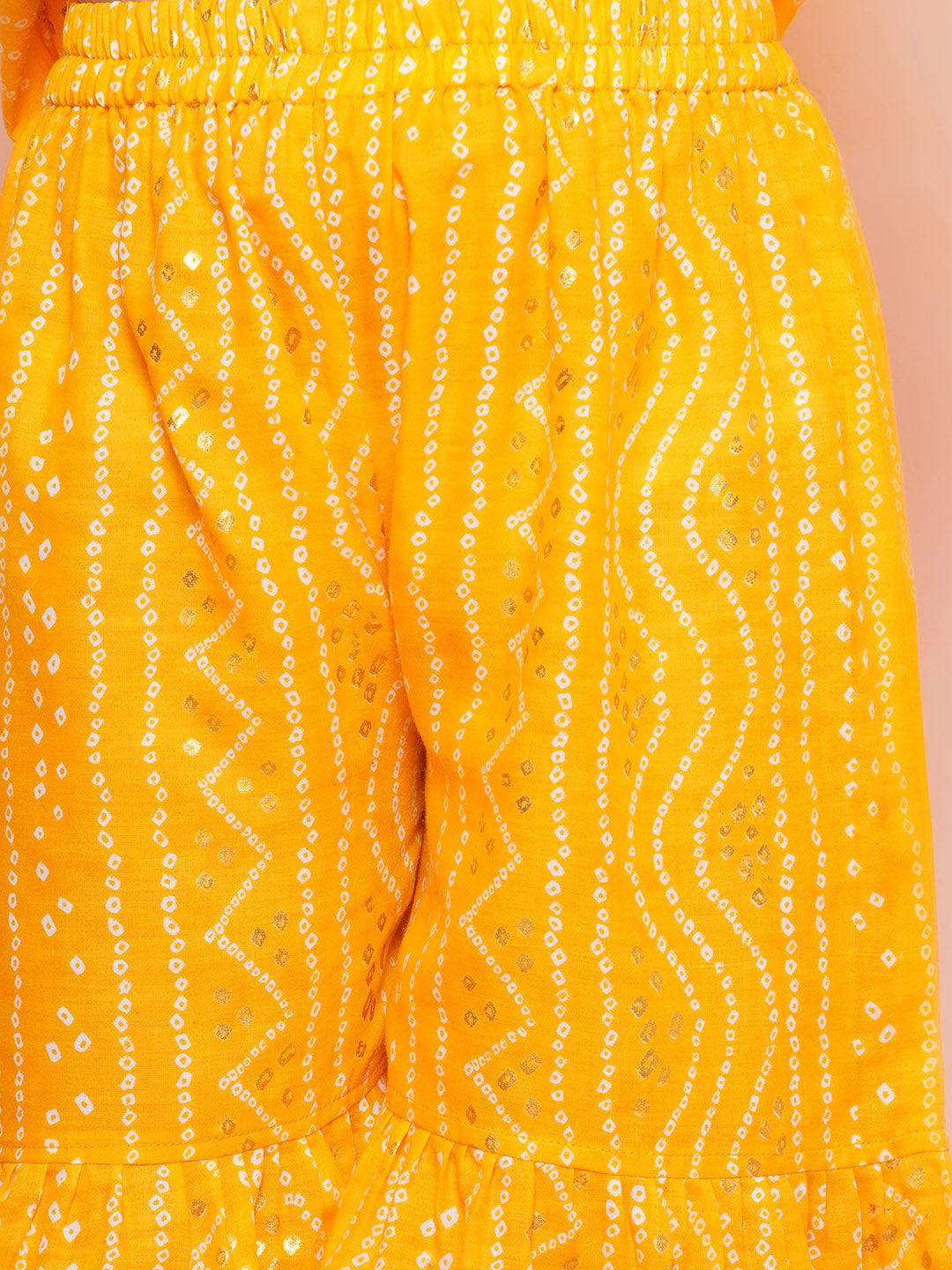 Kids Girls Yellow Printed Cotton Sharara - AJ Dezines
