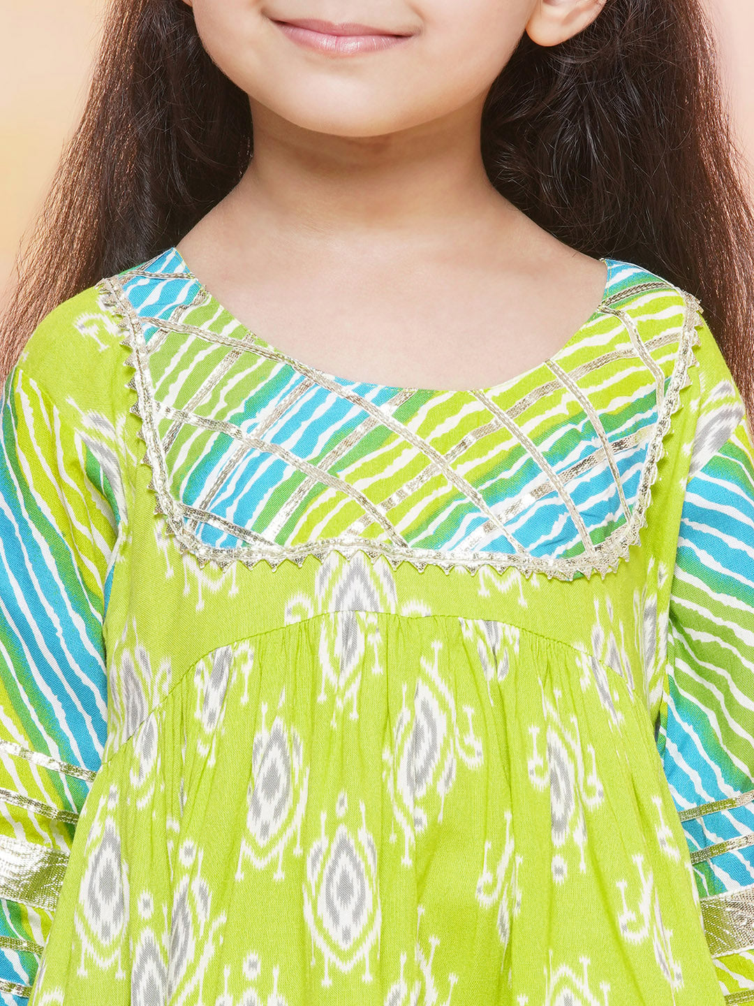 Boys Leheriya Pure Cotton Kurta Pyjamas and Girls Kurta & Sharara Sibling Sets -Blue - AJ Dezines