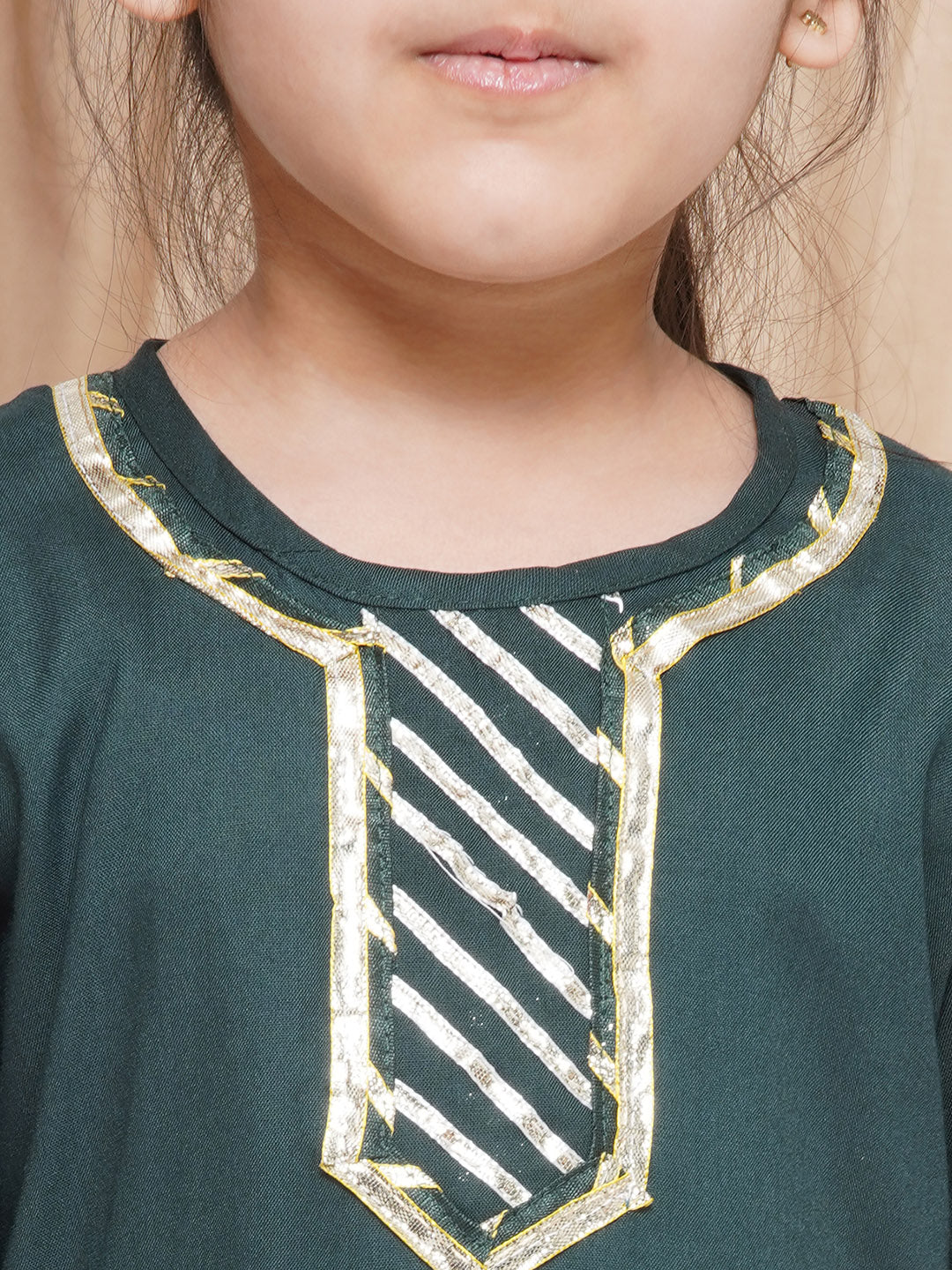 Kids Girls Green Gotta Work Rayon Kurta Pyjama Set - AJ Dezines