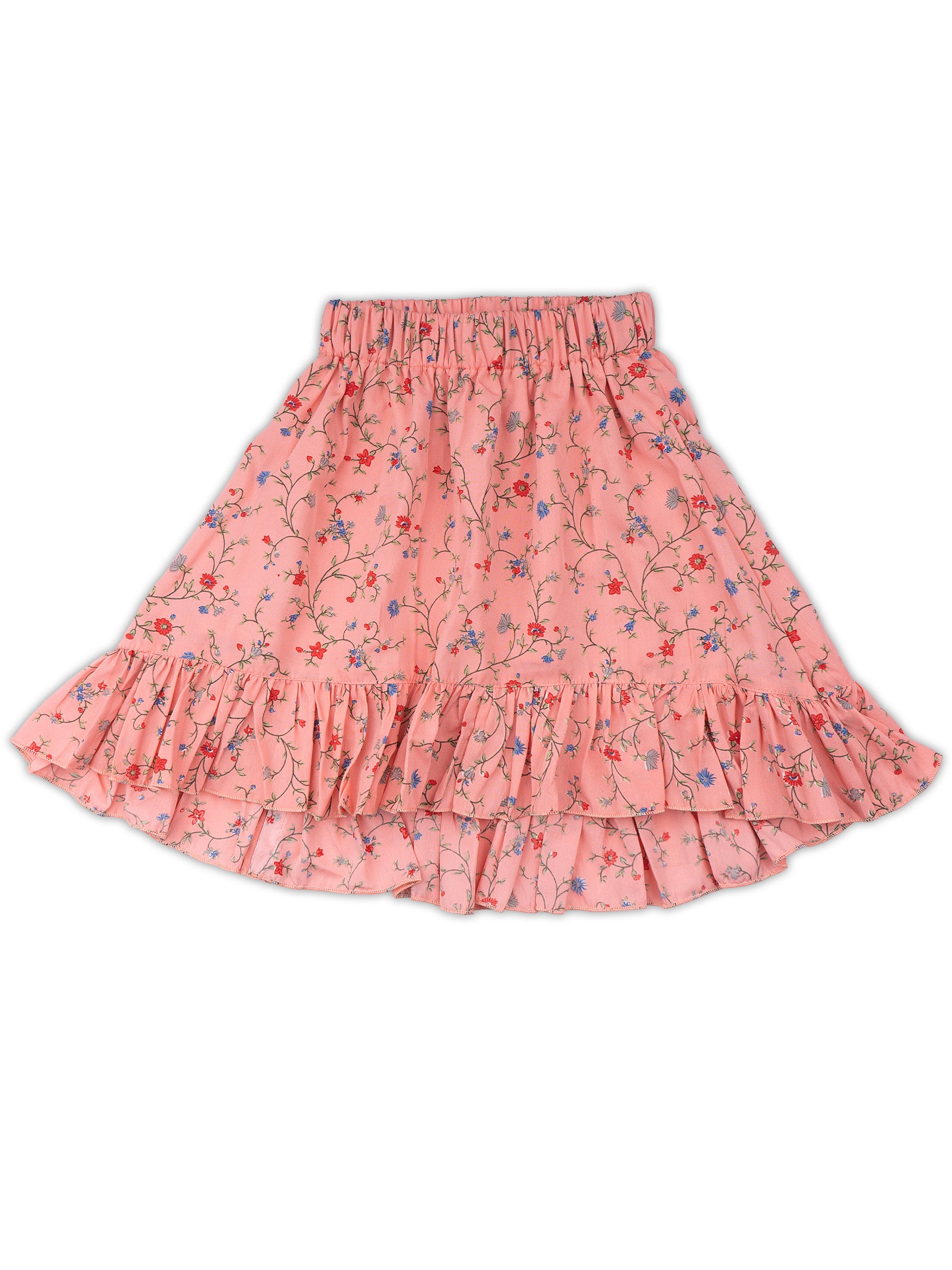 Girls Peach Solid Denim Top & Bottom Set for Kids - AJ Dezines