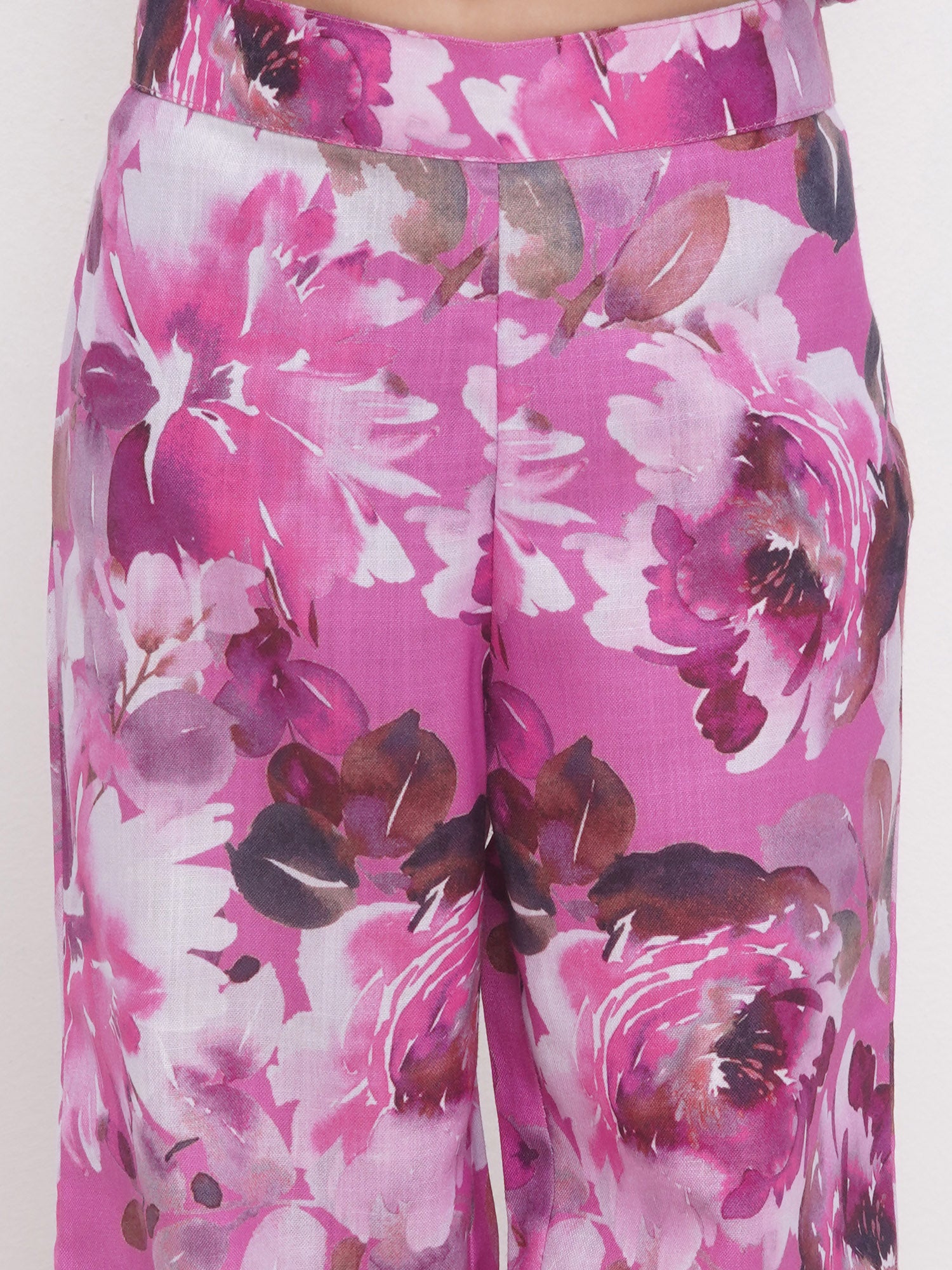 Purple Cotton Three-Fourth Sleeves Printed Co-Ords Set For Girls - AJ Dezines
