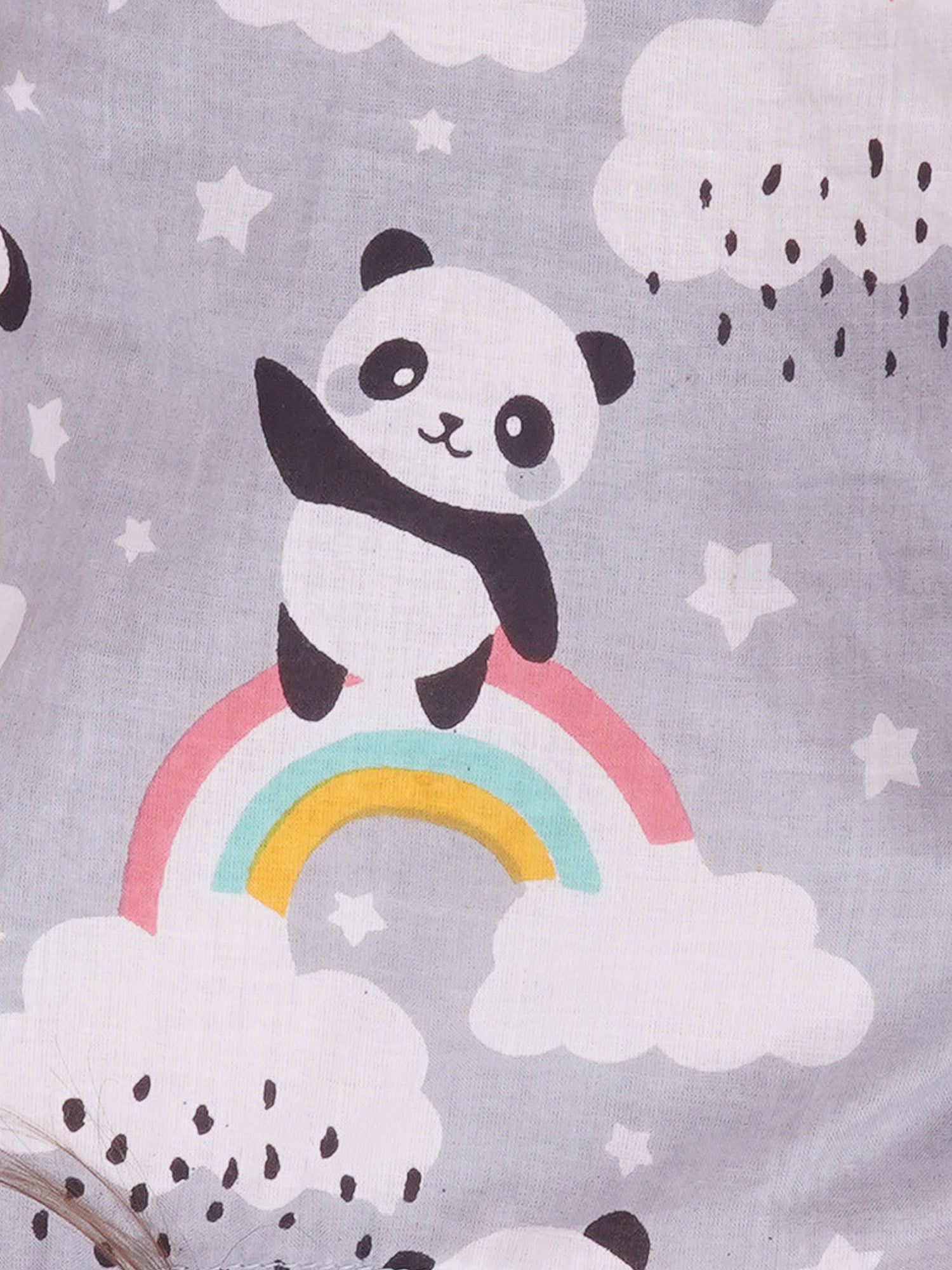 Kids Girls Grey Panda Cotton CO-Ords Set - AJ Dezines