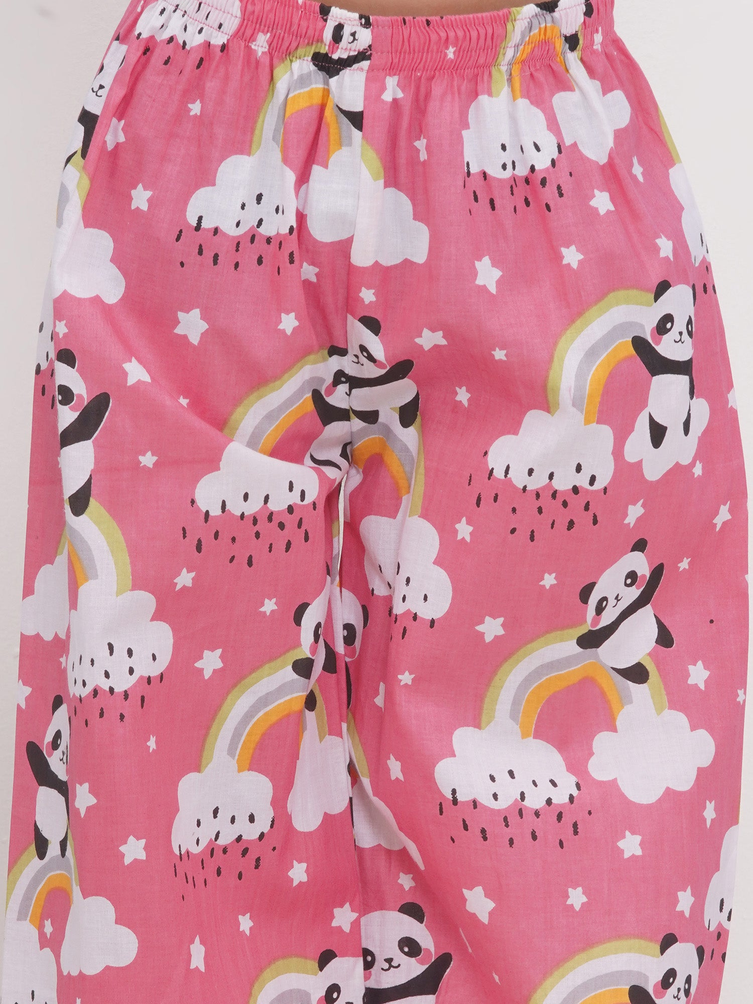 Kids Girls Pink Panda Cotton CO-Ords Set - AJ Dezines