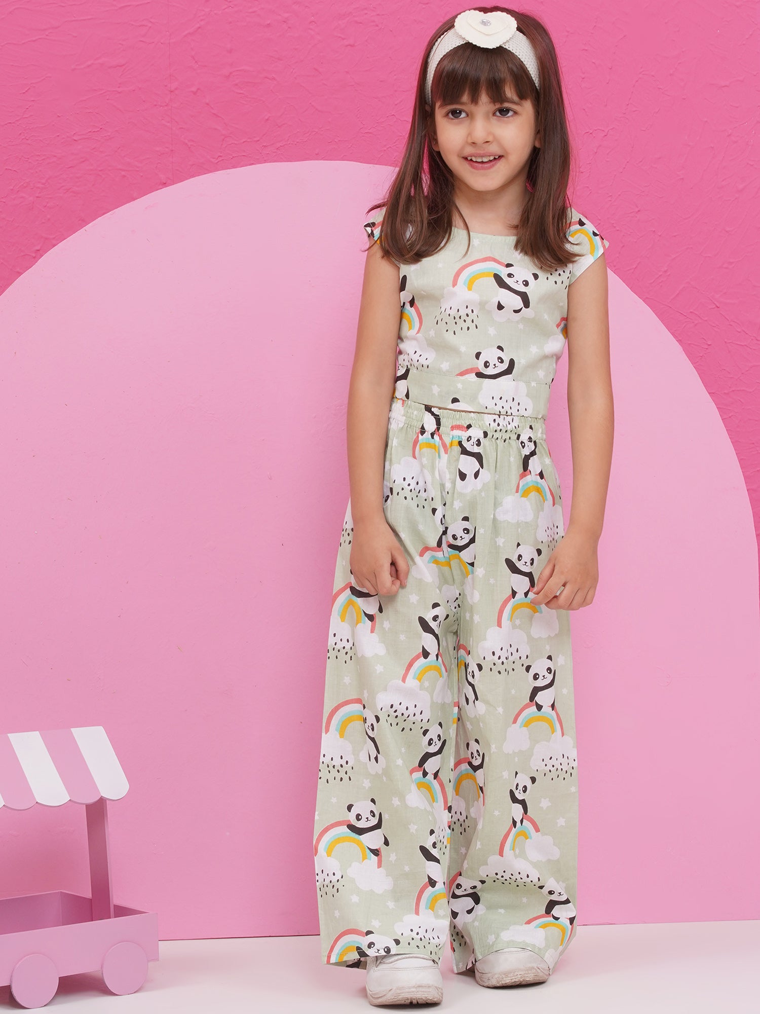 Kids Girls Pista Panda Cotton CO-Ords Set - AJ Dezines