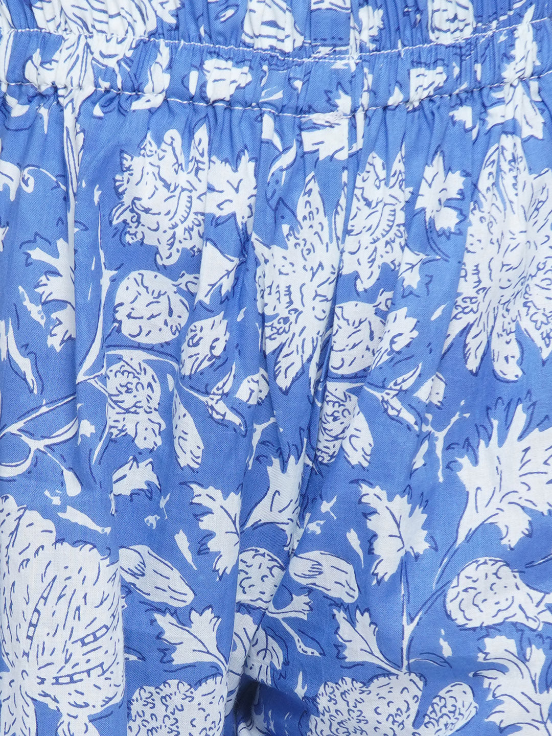 Blue Pure Cotton Half Sleeves Floral Print Co-Ords Set For Girls - AJ Dezines