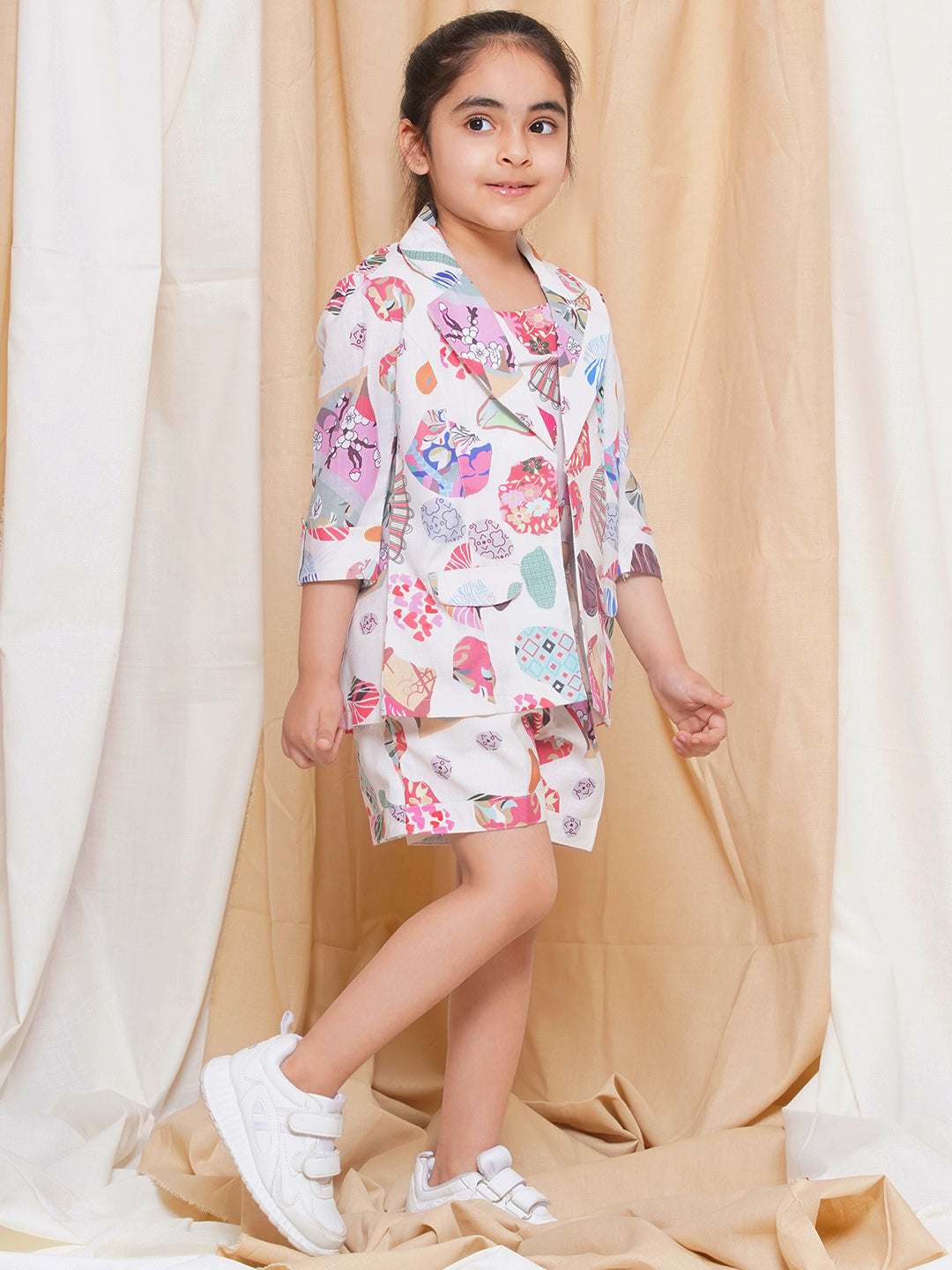 Kids Girls Multi Color Printed Cotton CO-Ords Set - AJ Dezines