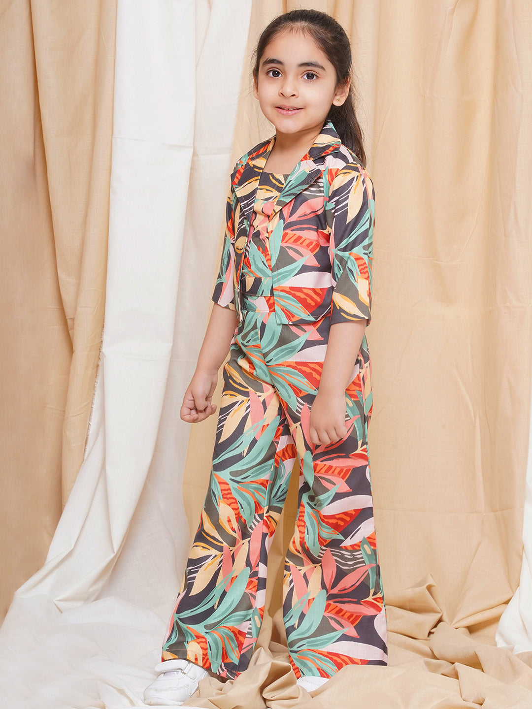 Kids Girls Multi Color Printed Cotton CO-Ords Set - AJ Dezines