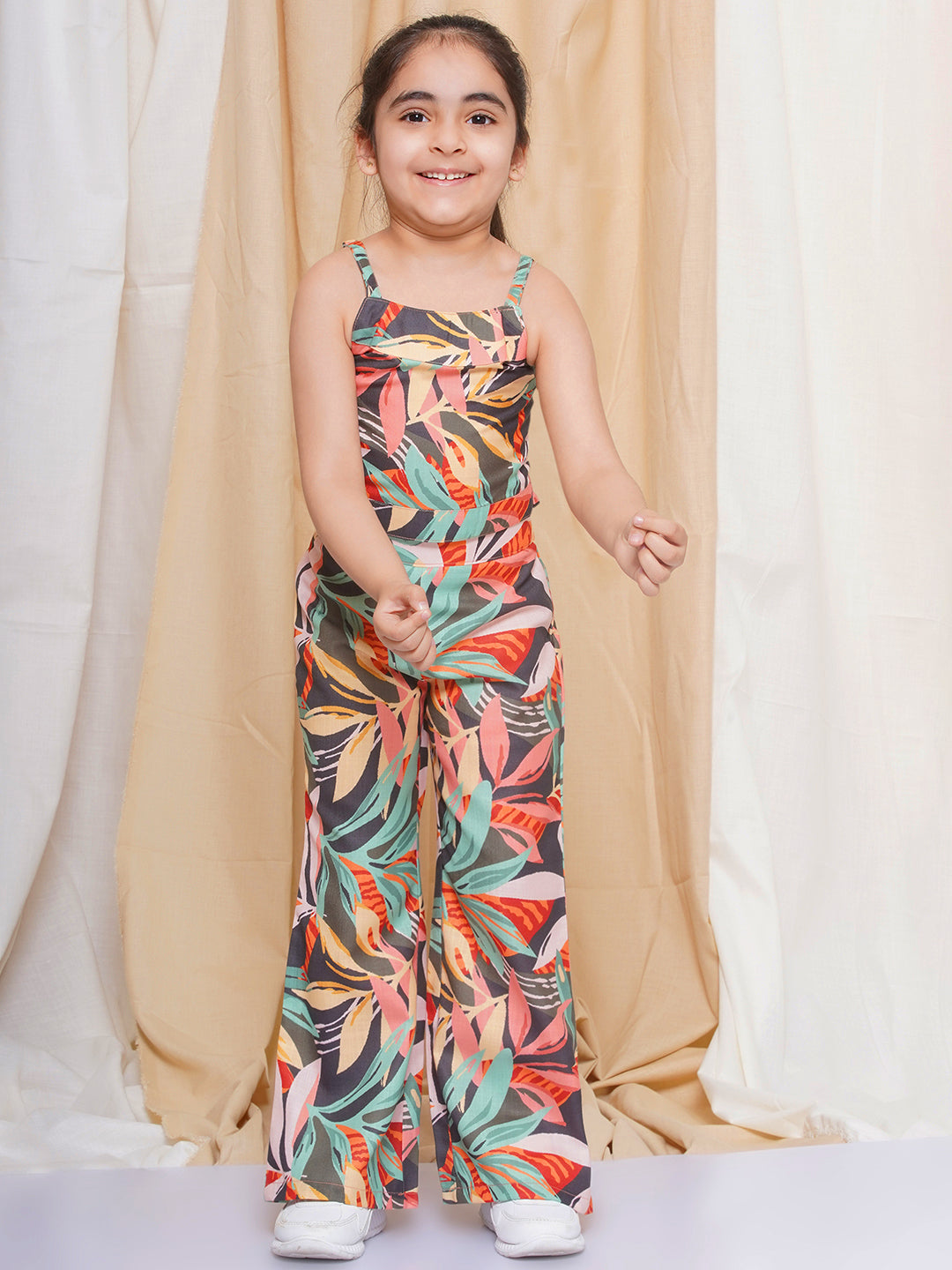 Kids Girls Multi Color Printed Cotton CO-Ords Set - AJ Dezines