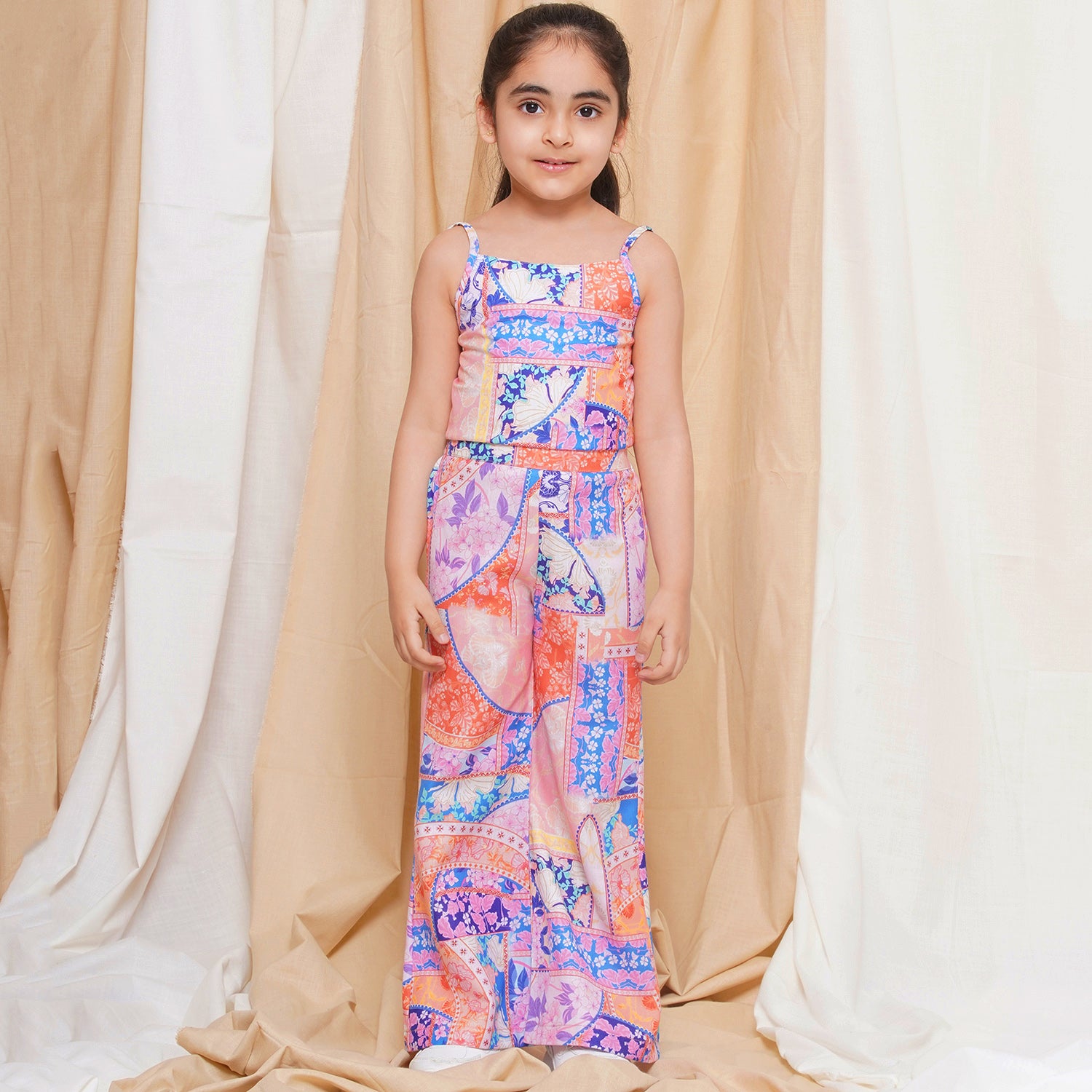 Kids Girls Purple Printed Cotton CO-Ords Set - AJ Dezines