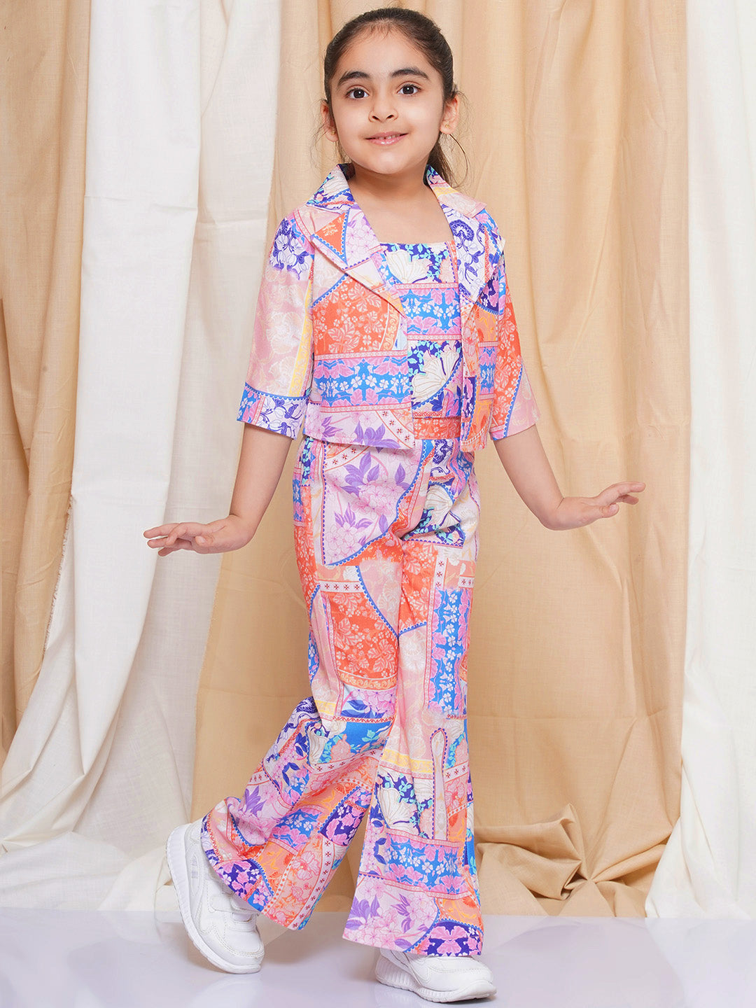 Kids Girls Purple Printed Cotton CO-Ords Set - AJ Dezines
