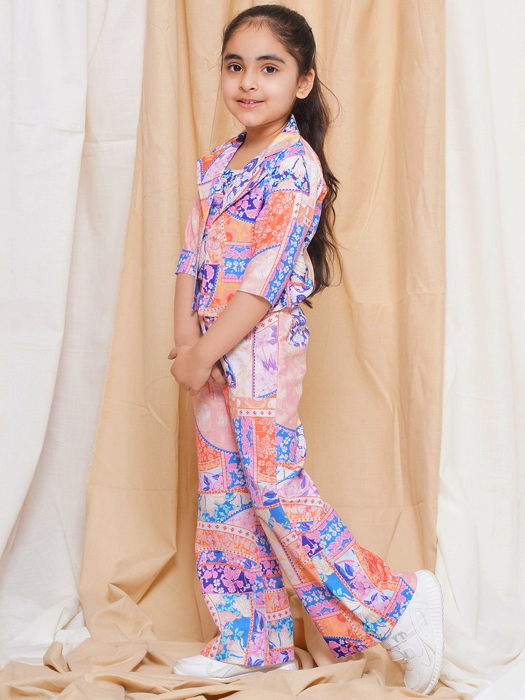 Kids Girls Purple Printed Cotton CO-Ords Set - AJ Dezines