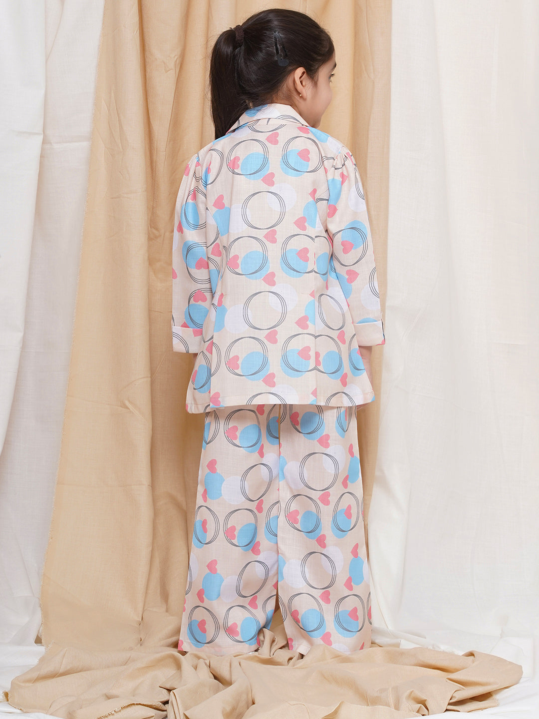 Kids Girls Firozi Printed Cotton CO-Ords Set - AJ Dezines