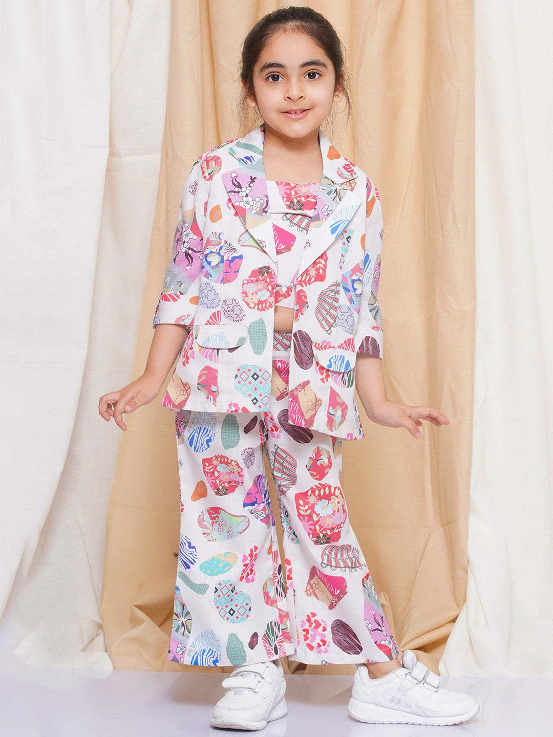 Boys Pure Cotton shirts with Shorts and Girls Crop Top With Trousers & Jacket Sibling Co Ords sets-Pink - AJ Dezines