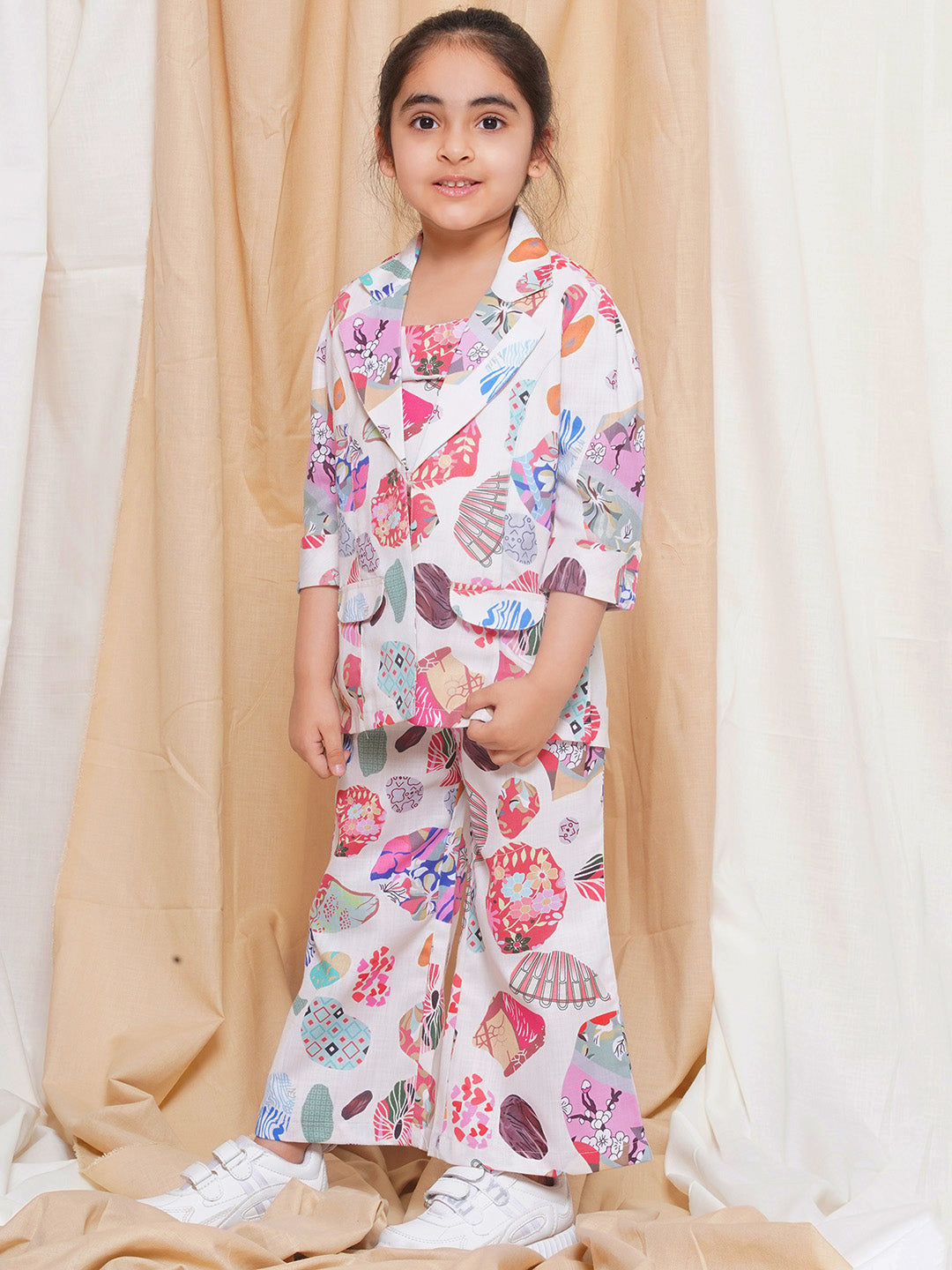 Boys Pure Cotton shirts with Shorts and Girls Crop Top With Trousers & Jacket Sibling Co Ords sets-Pink - AJ Dezines