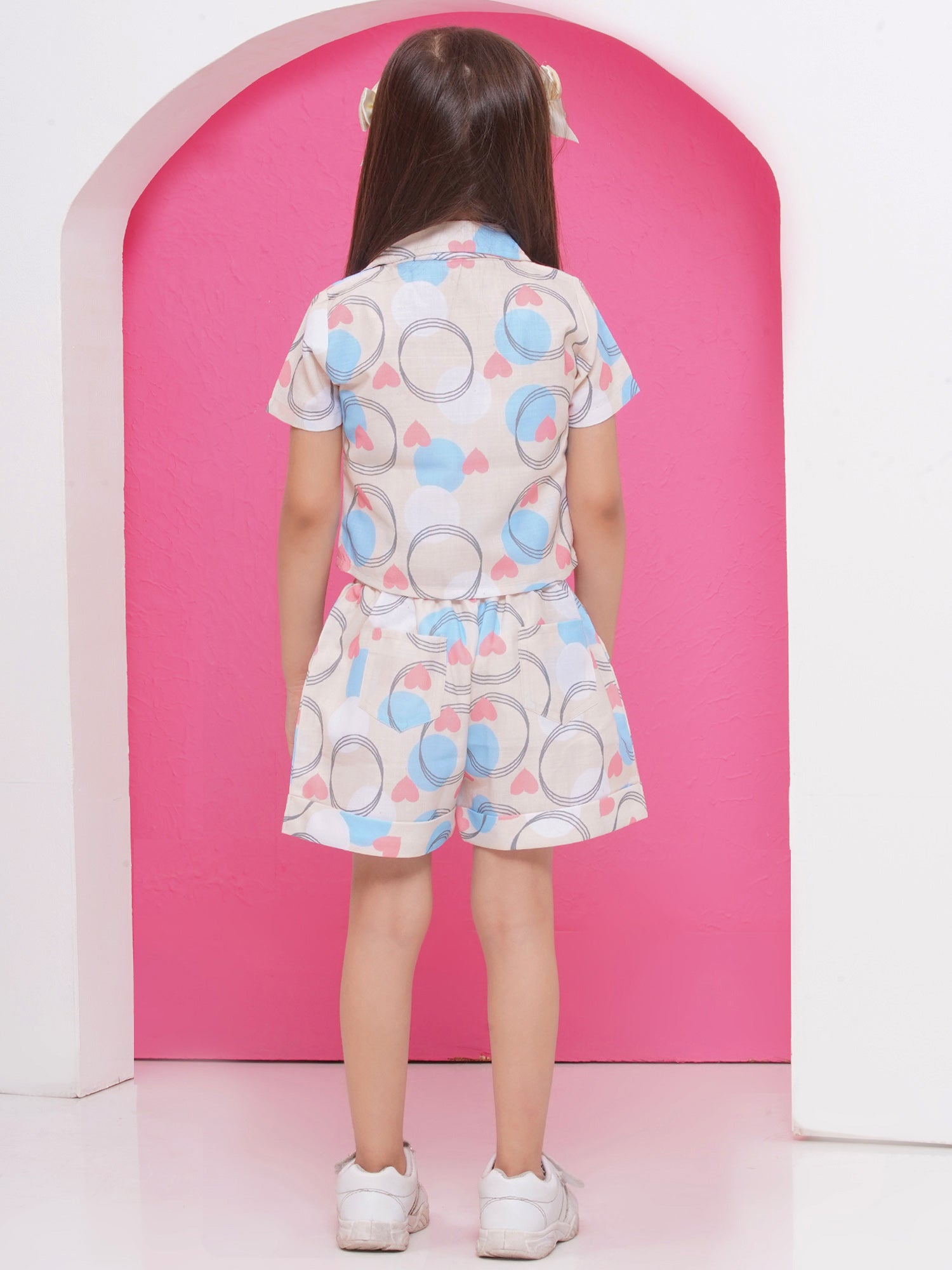 Multi color Pure Cotton Sleeveless Love Print Co-Ords Set for Girls - AJ Dezines