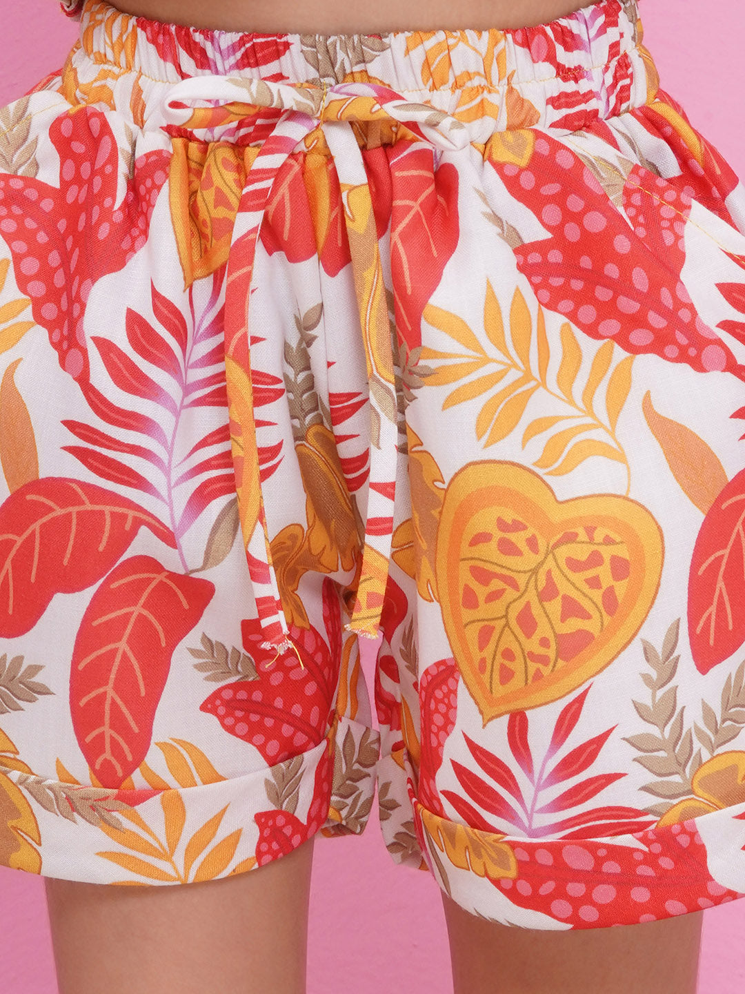 MULTI-COLOR Pure Cotton Sleeveless Floral Print Half pant and Jacket Co-Ords Set for Girls - AJ Dezines