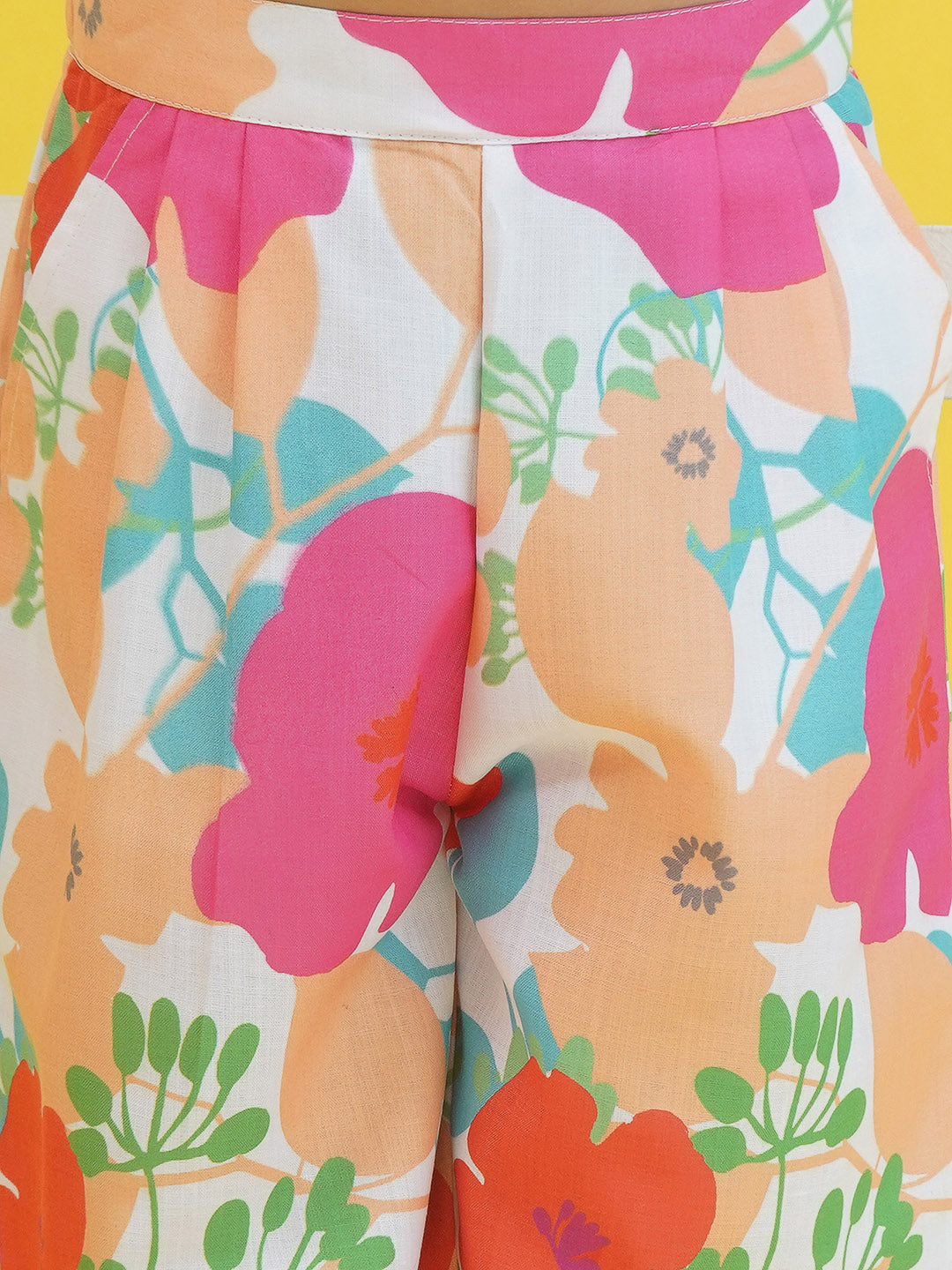 Multi Cotton 3/4th Sleeves Floral Print Girls Co-Ords  for Girls - AJ Dezines