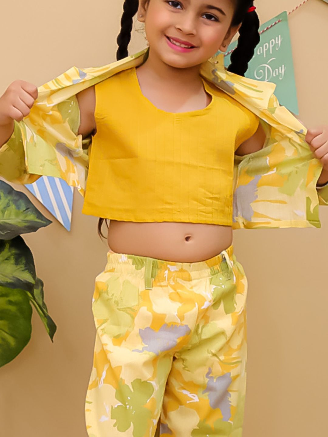 Yellow Cotton Full sleeves Floral Co-Ords Full-sleeves for Girls - AJ Dezines