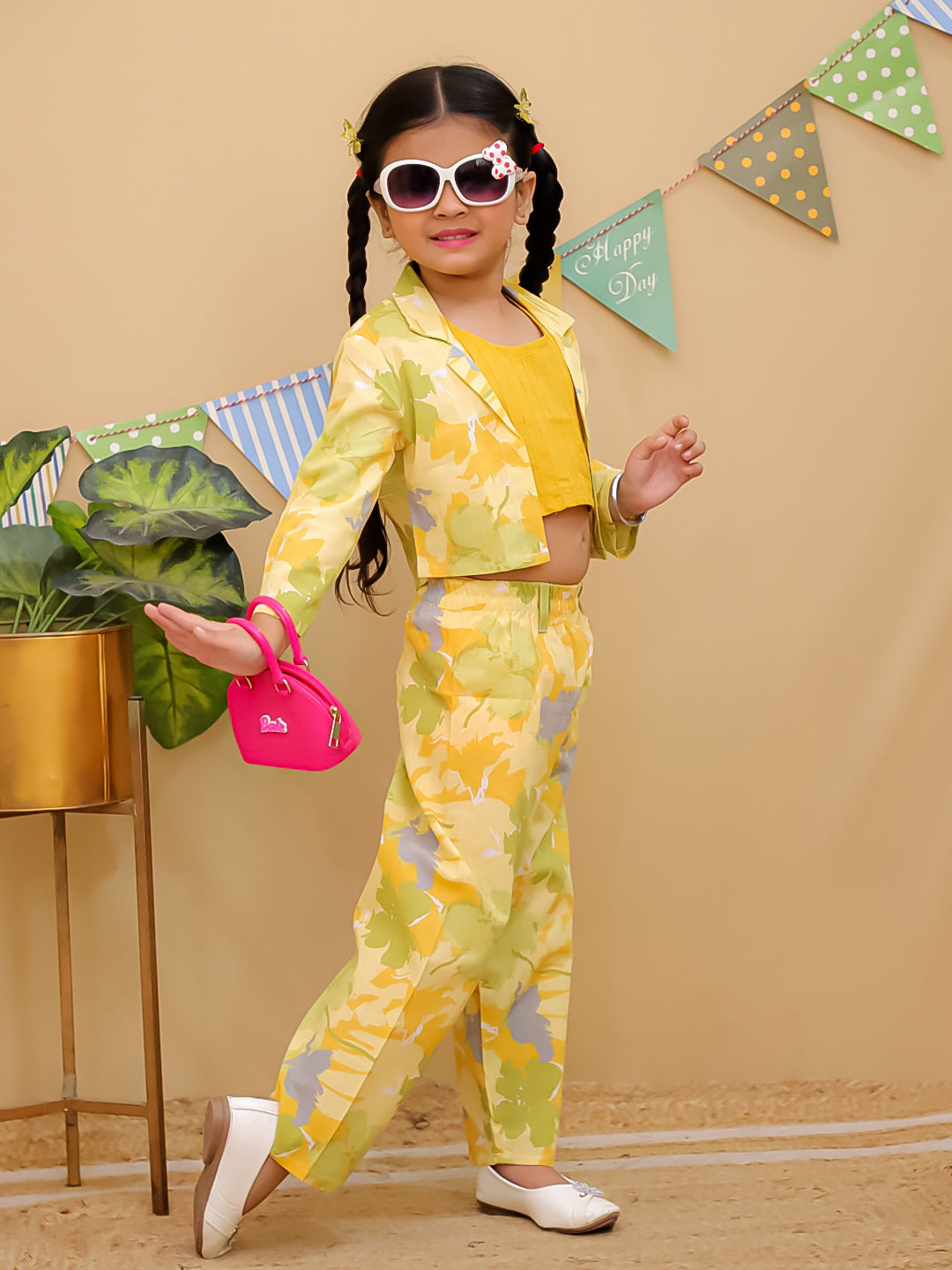 Yellow Cotton Full sleeves Floral Co-Ords Full-sleeves for Girls - AJ Dezines