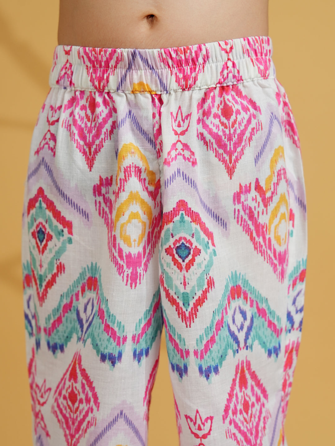 Pink Cotton 3/4th Sleeves Abstract Printed Girls Co-Ords - AJ Dezines