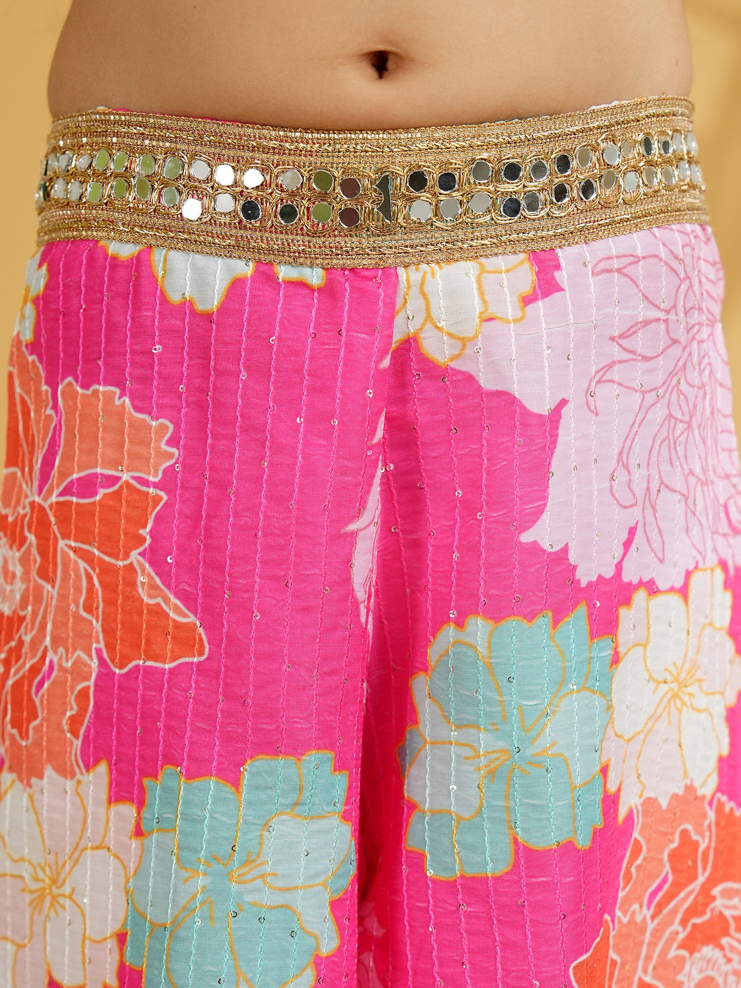 Pink Cotton Blend Half Sleeves Printed Girls Co-Ords - AJ Dezines