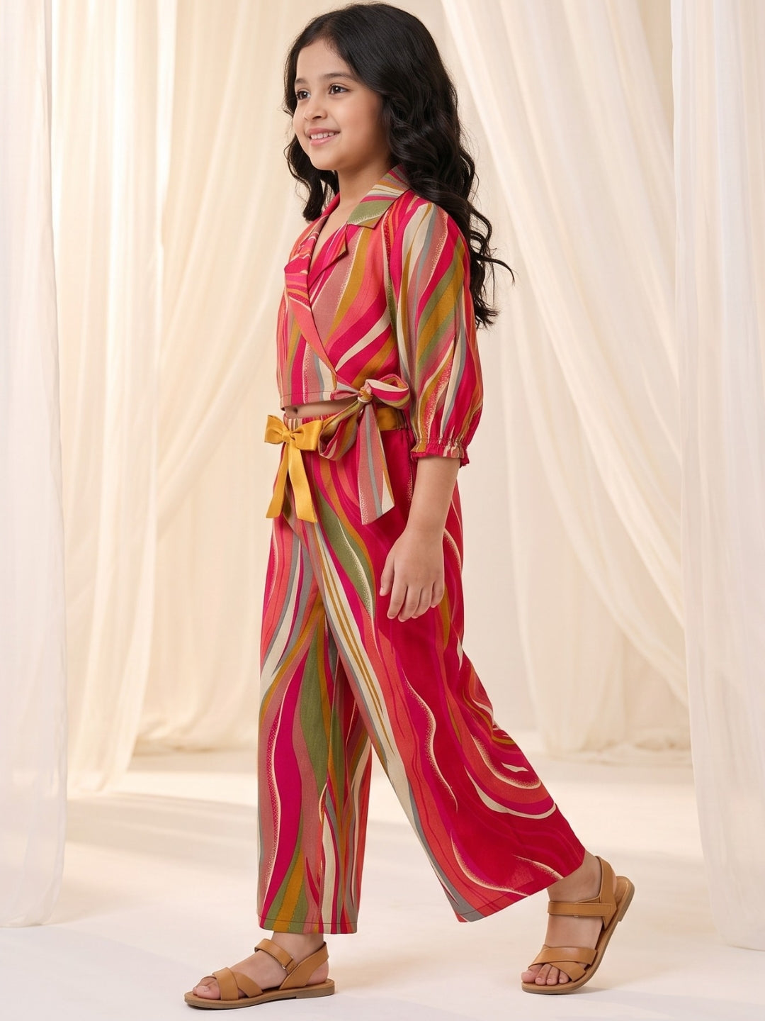 Pink Gold Foil Effect Print Pure Cotton Co-Ords Set For Girls