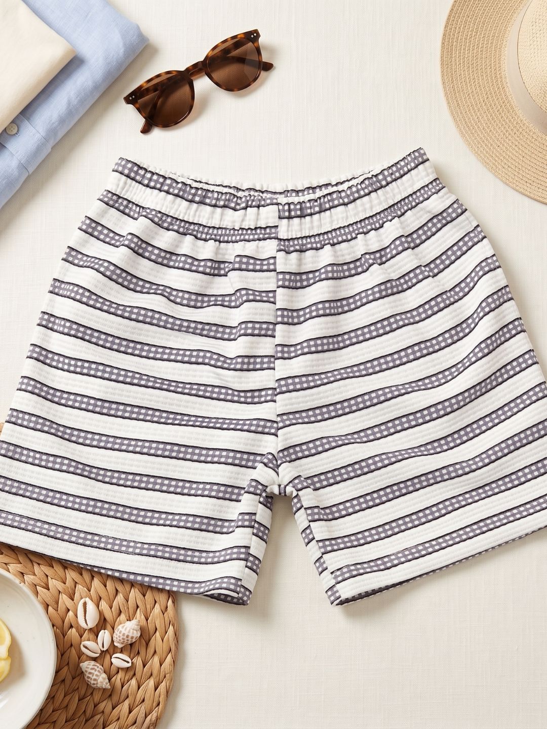 Grey Stripe Cotton Blend Casual Wear Sibling Co-Ord Set for Kids | Matching Brother & Sister Outfit