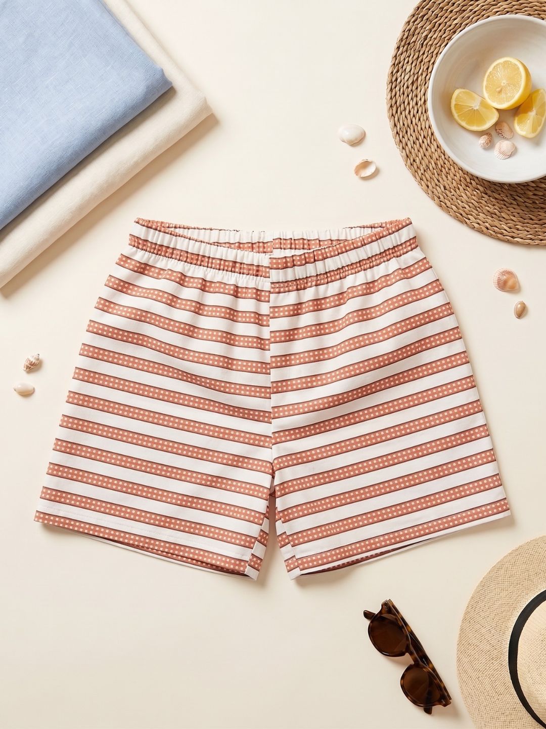 Orange Stripe Cotton Blend Casual Wear Sibling Co-Ord Set for Kids | Matching Brother & Sister Outfit