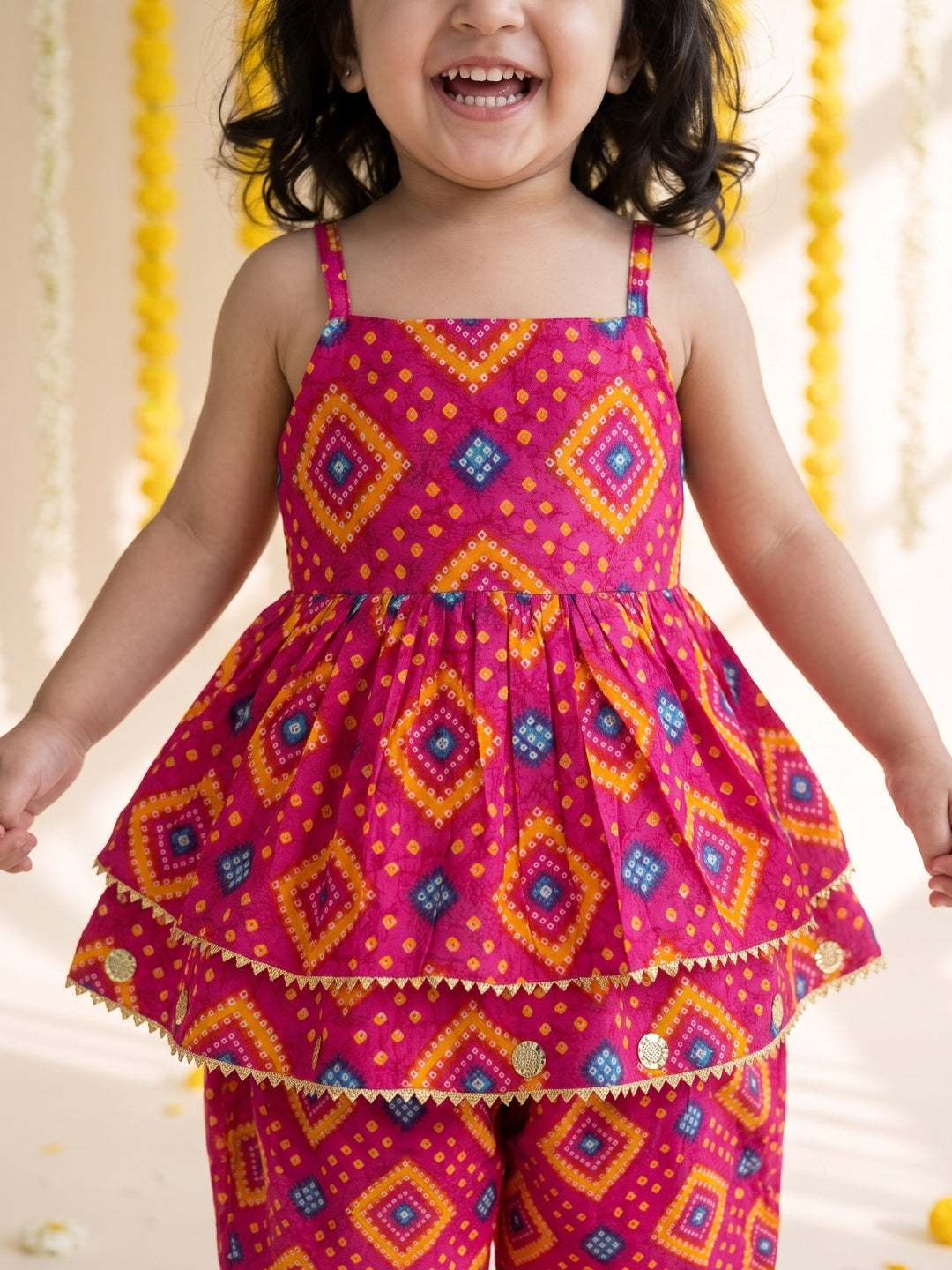 Pink Bandhani Print Pure Cotton Sibling Set for Kids | Matching Brother & Sister Outfit