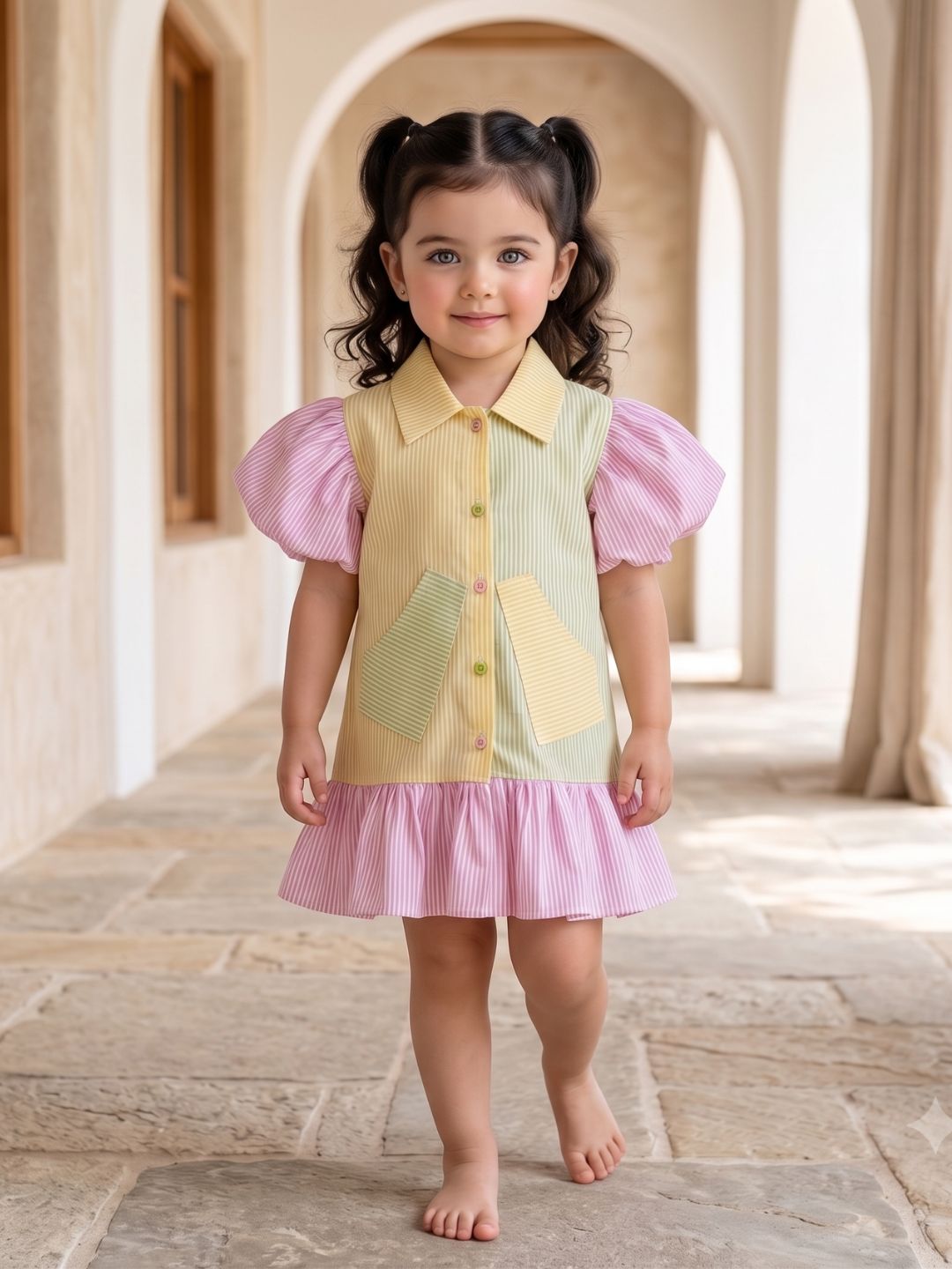 Pink Stripe Cotton Blend Casual Wear Sibling Set for Kids | Matching Brother & Sister Outfit