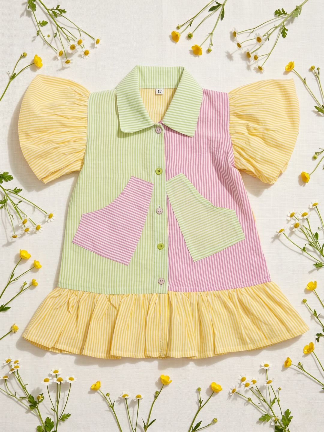 Yellow Stripe Cotton Blend Casual Wear Sibling Set for Kids | Matching Brother & Sister Outfit