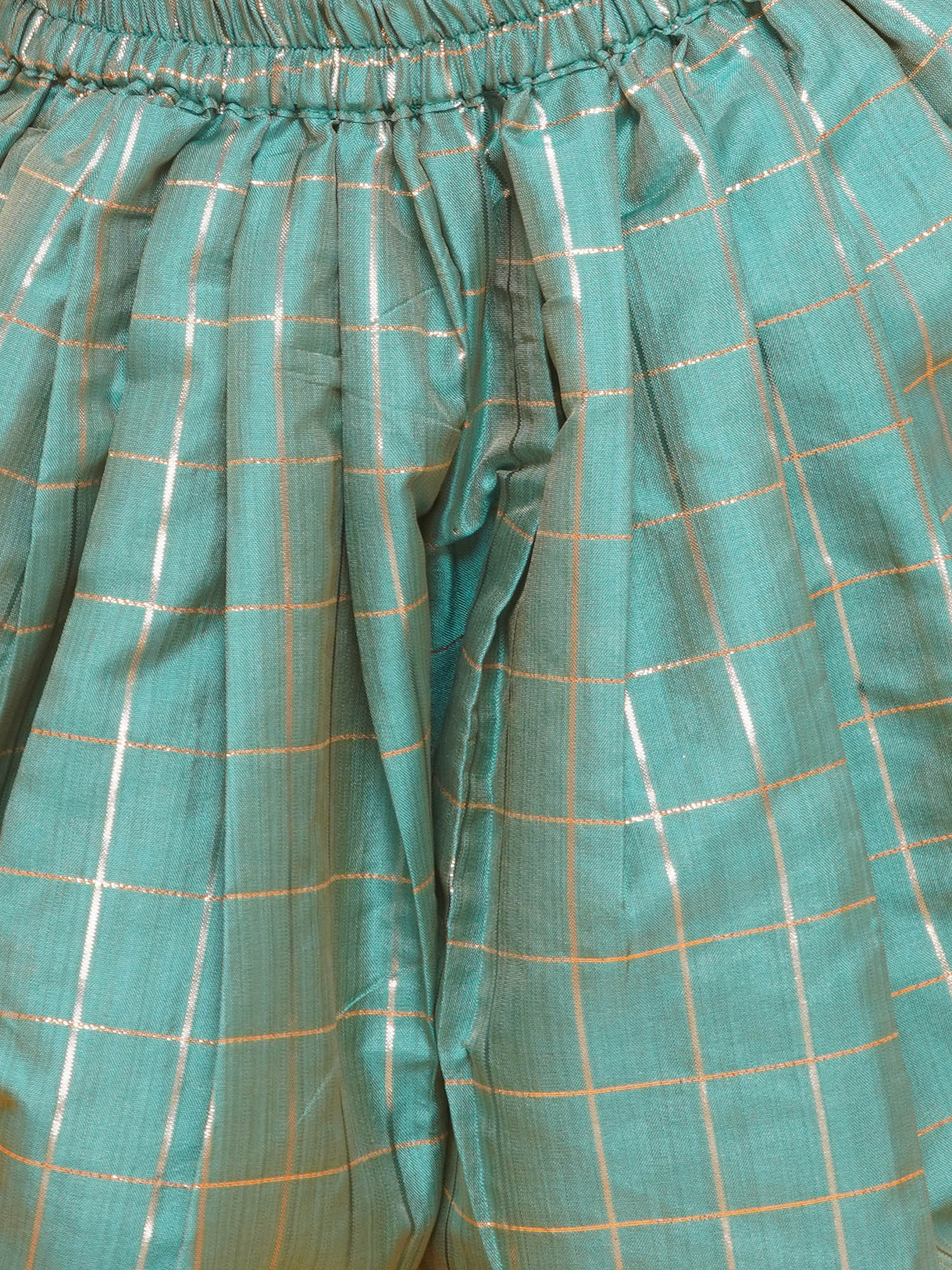 Dark Pink-Blue Shinny Silk Blend Sleeveless Check Pattern Print Indo Western For Girls - AJ Dezines