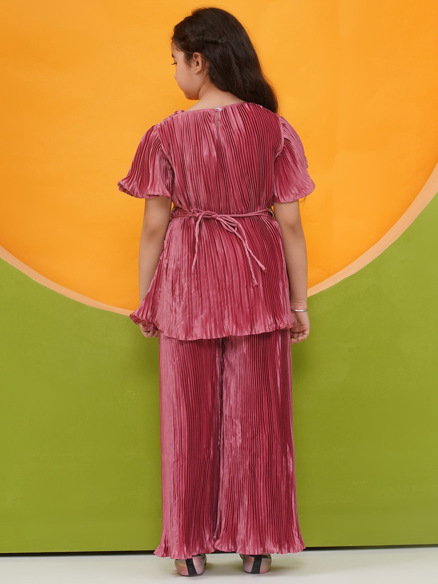 Girls Satin Pink Indo Western - AJ Dezines