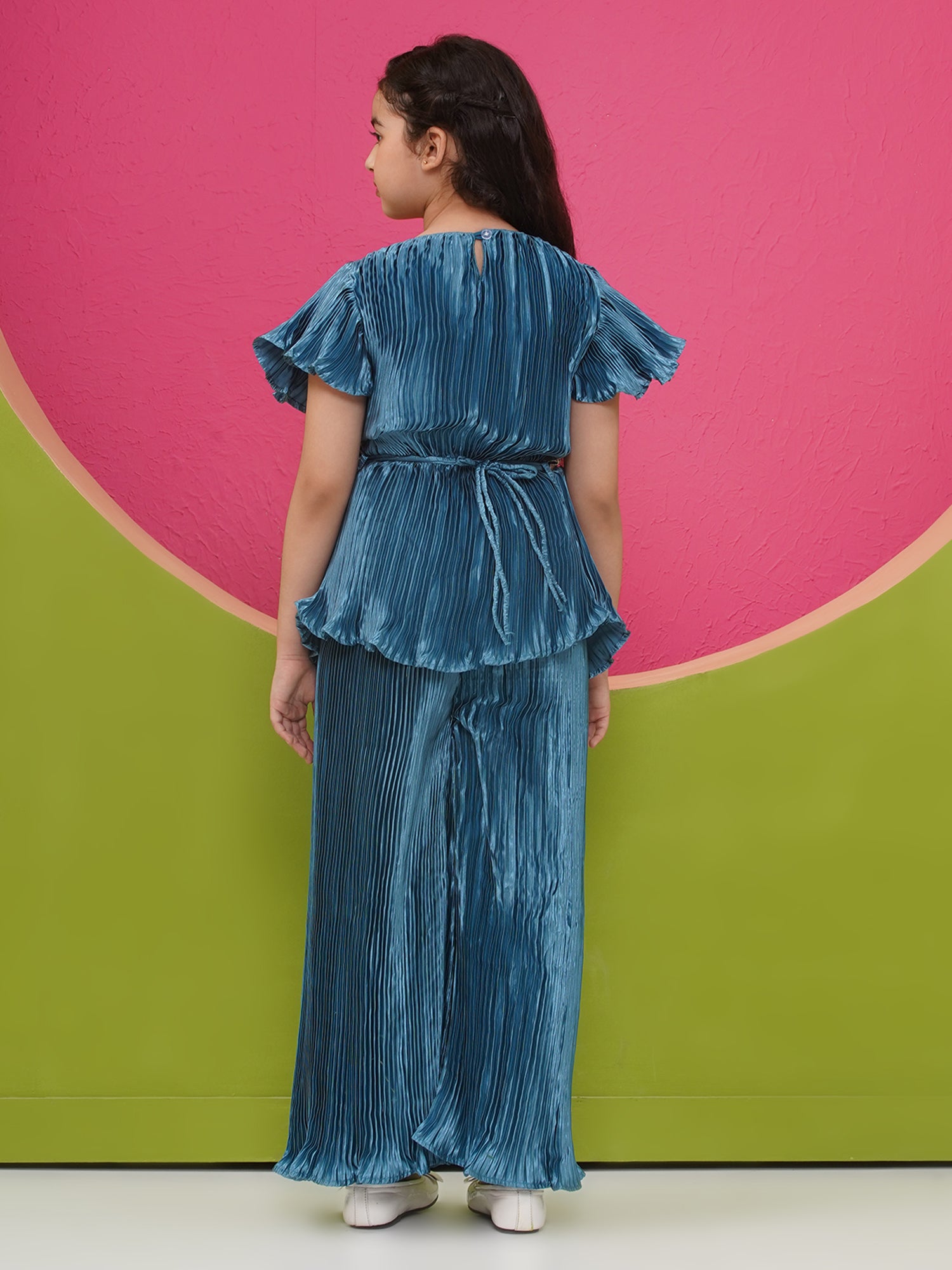 Girls Satin Turquoise Indo Western - AJ Dezines