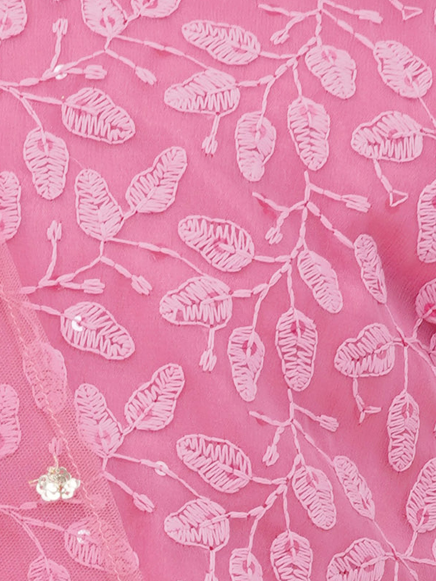 Pink Schiffli Sleeveless Sequence Lehenga Choli For Girls - AJ Dezines