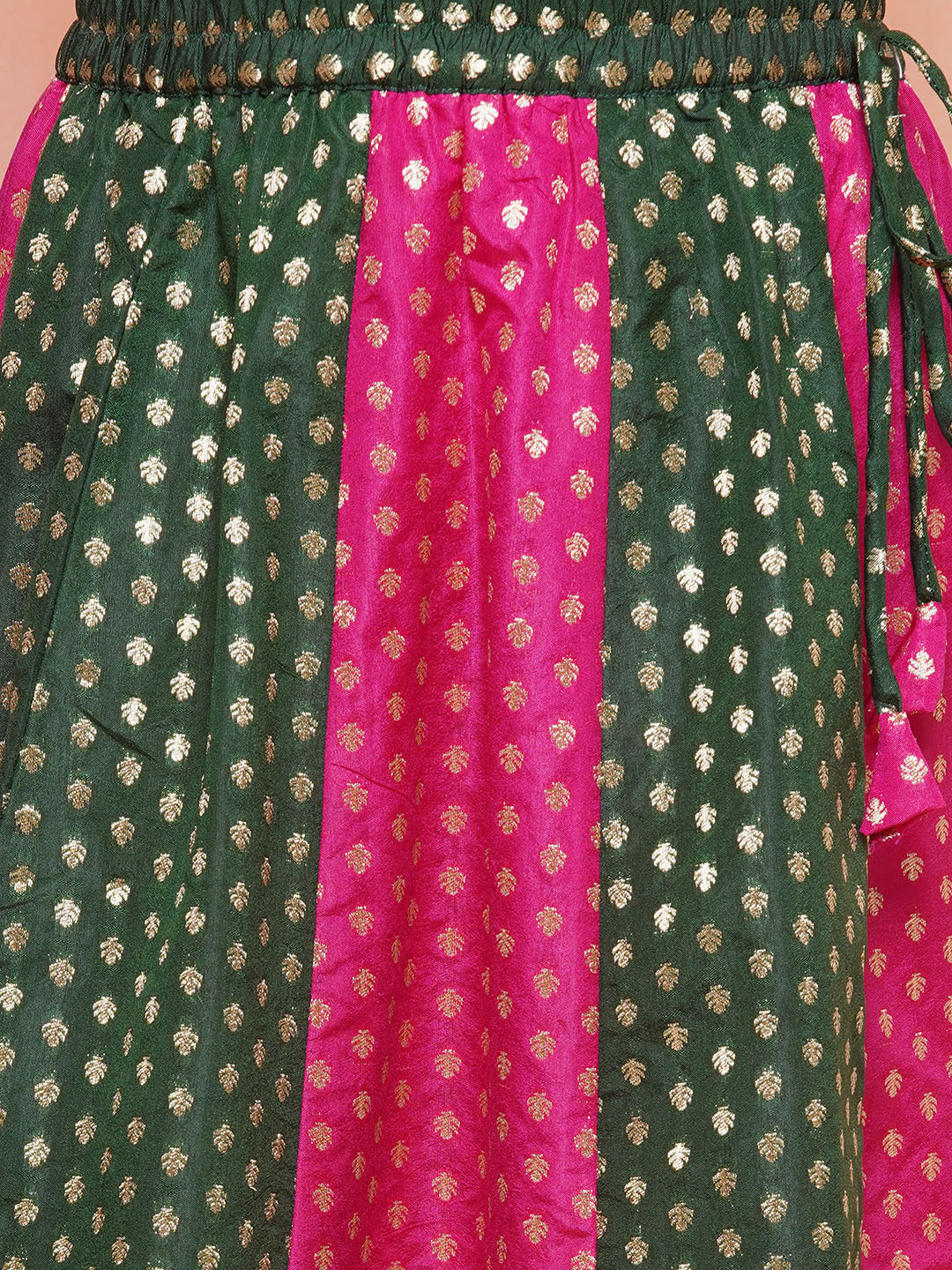Kids Ethnic Wear Girls Green Embellished Brocade Lehenga Choli - AJ Dezines