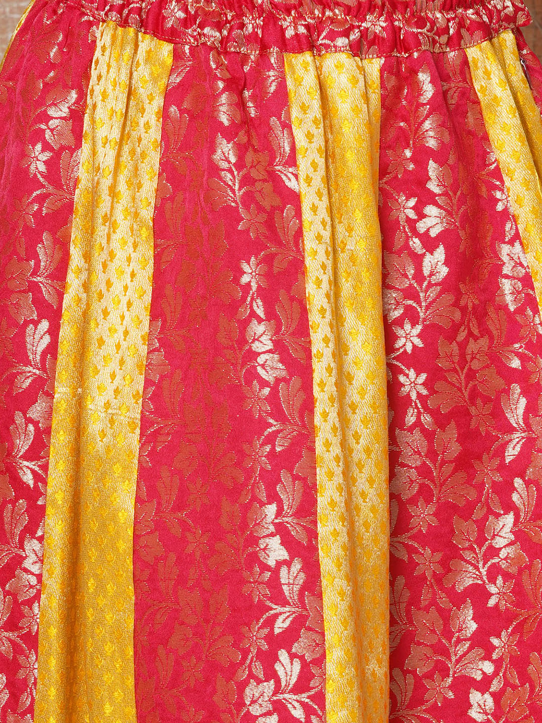 Kids Ethnic Wear Girls Red Embellished Brocade Lehenga Choli - AJ Dezines